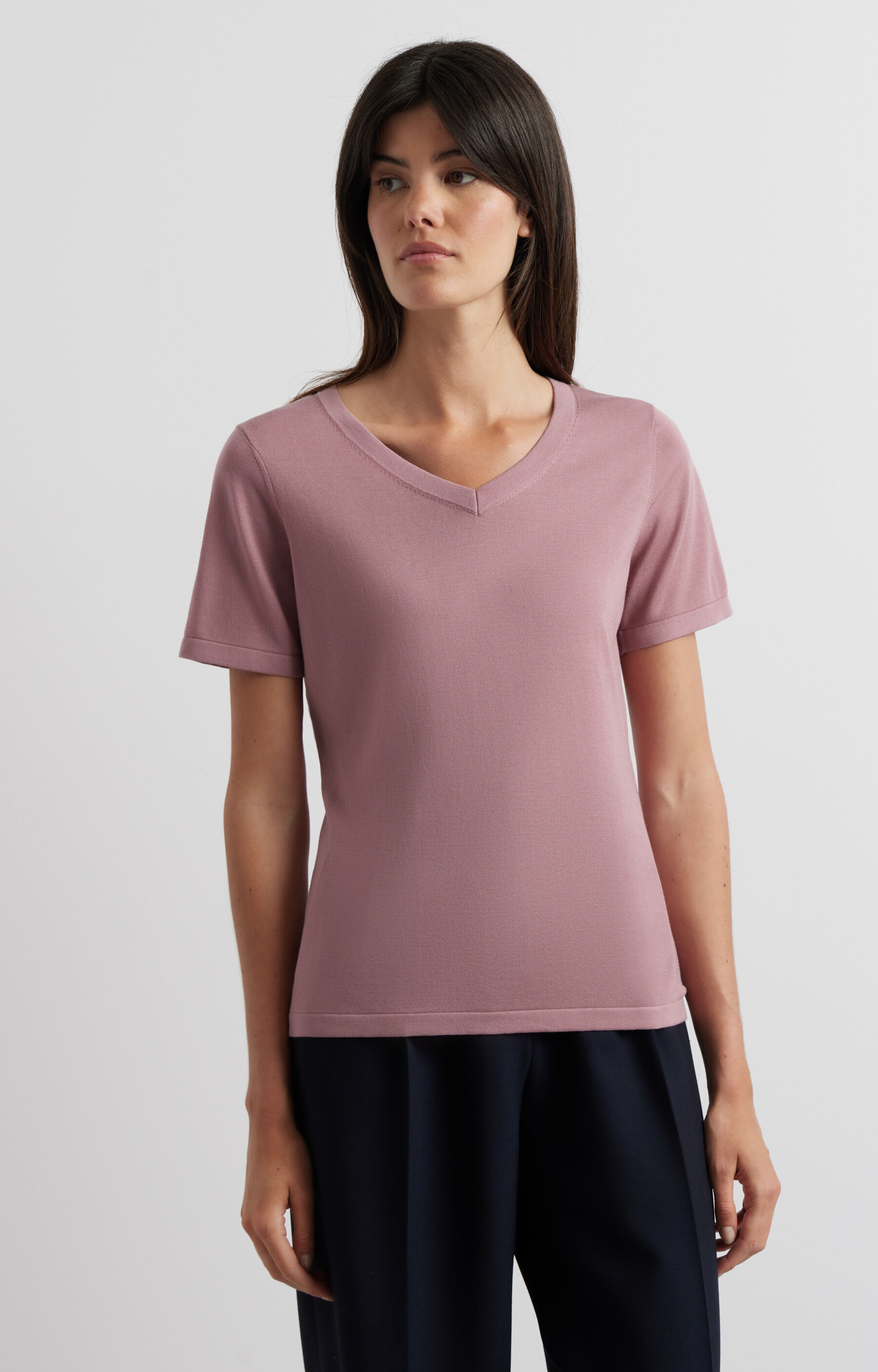 Swetrowy t-shirt v-neck - 3