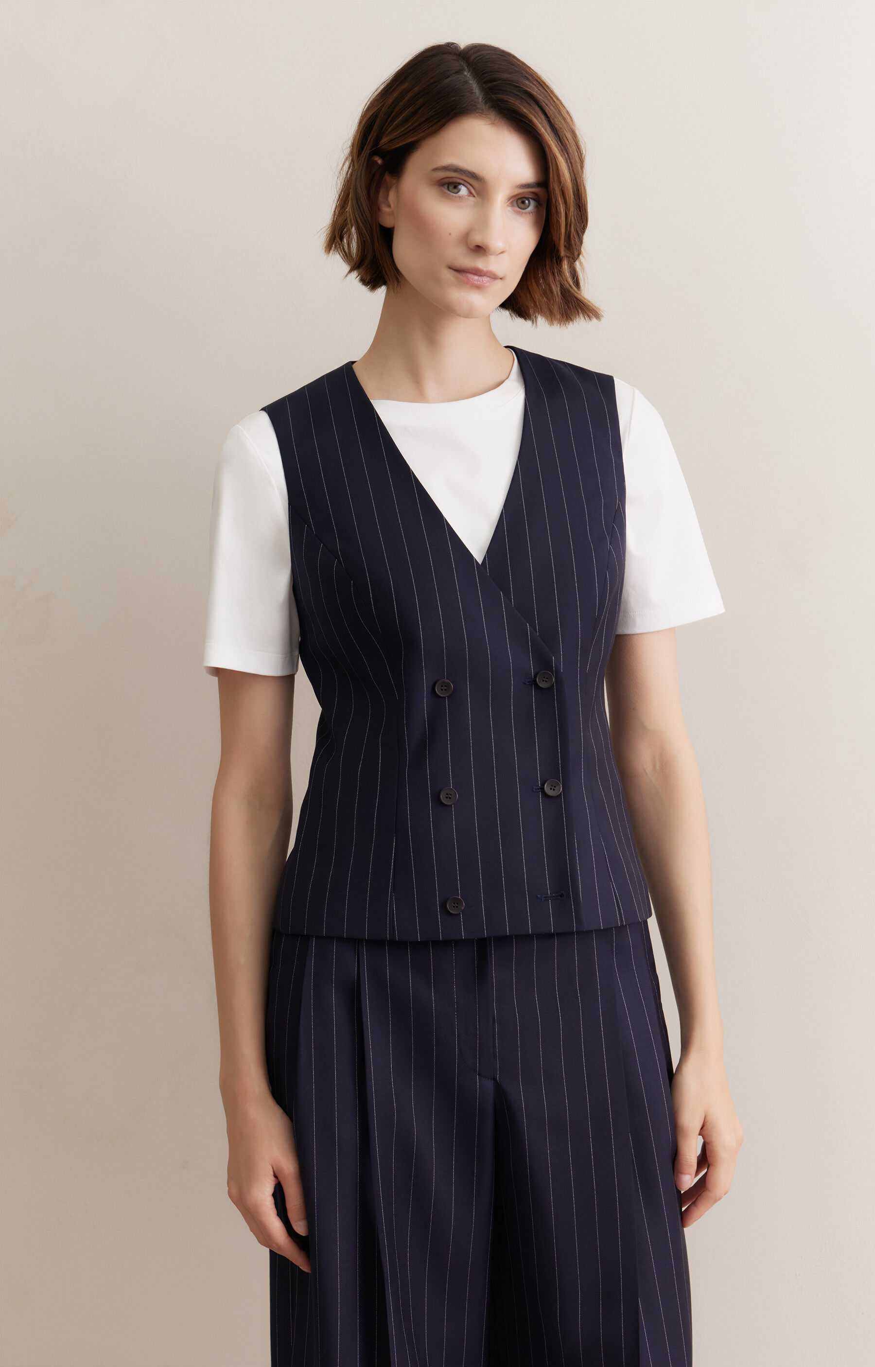 Dwurzędowa kamizelka slim do garnituru - Mix&Match - 5
