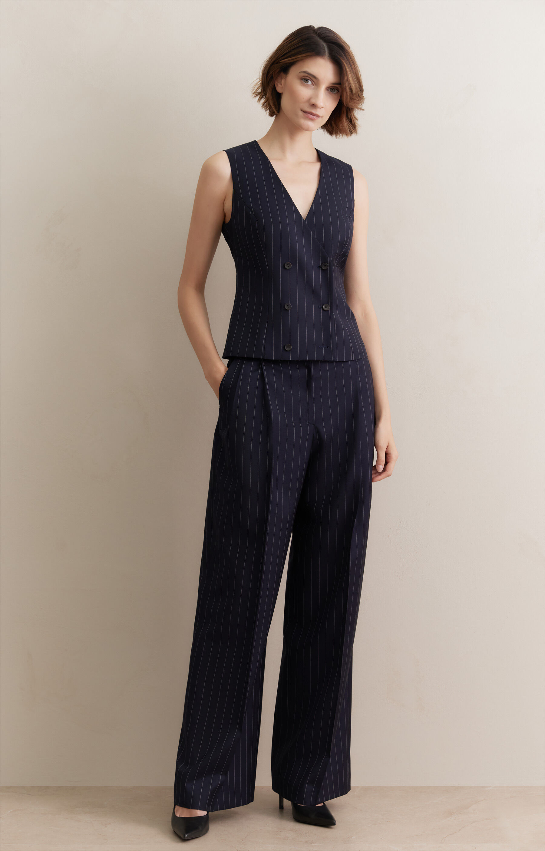 Dwurzędowa kamizelka slim do garnituru - Mix&Match - 2