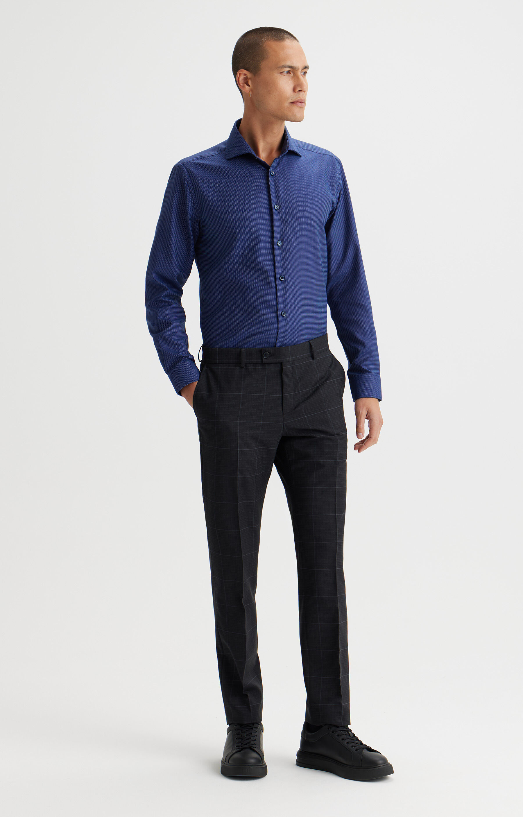 Bawełniana koszula slim fit w mikrowzór - 6