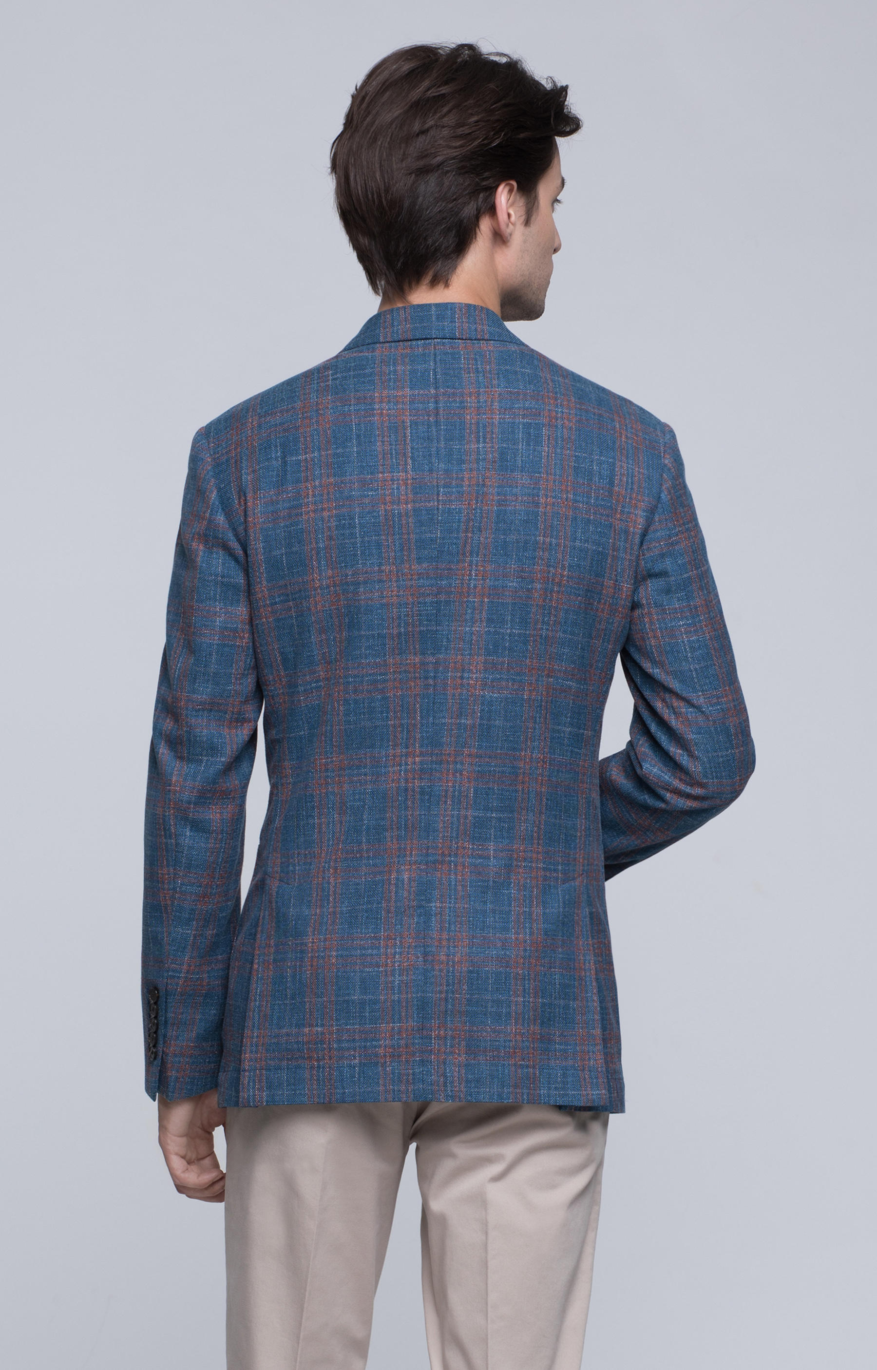 Dopasowana marynarka w kratę z dodatkiem wełny - 3