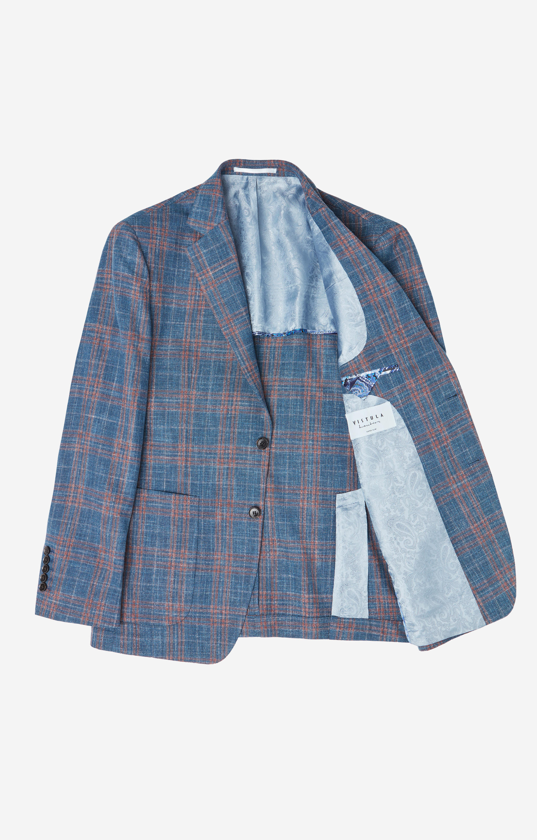 Dopasowana marynarka w kratę z dodatkiem wełny - 4