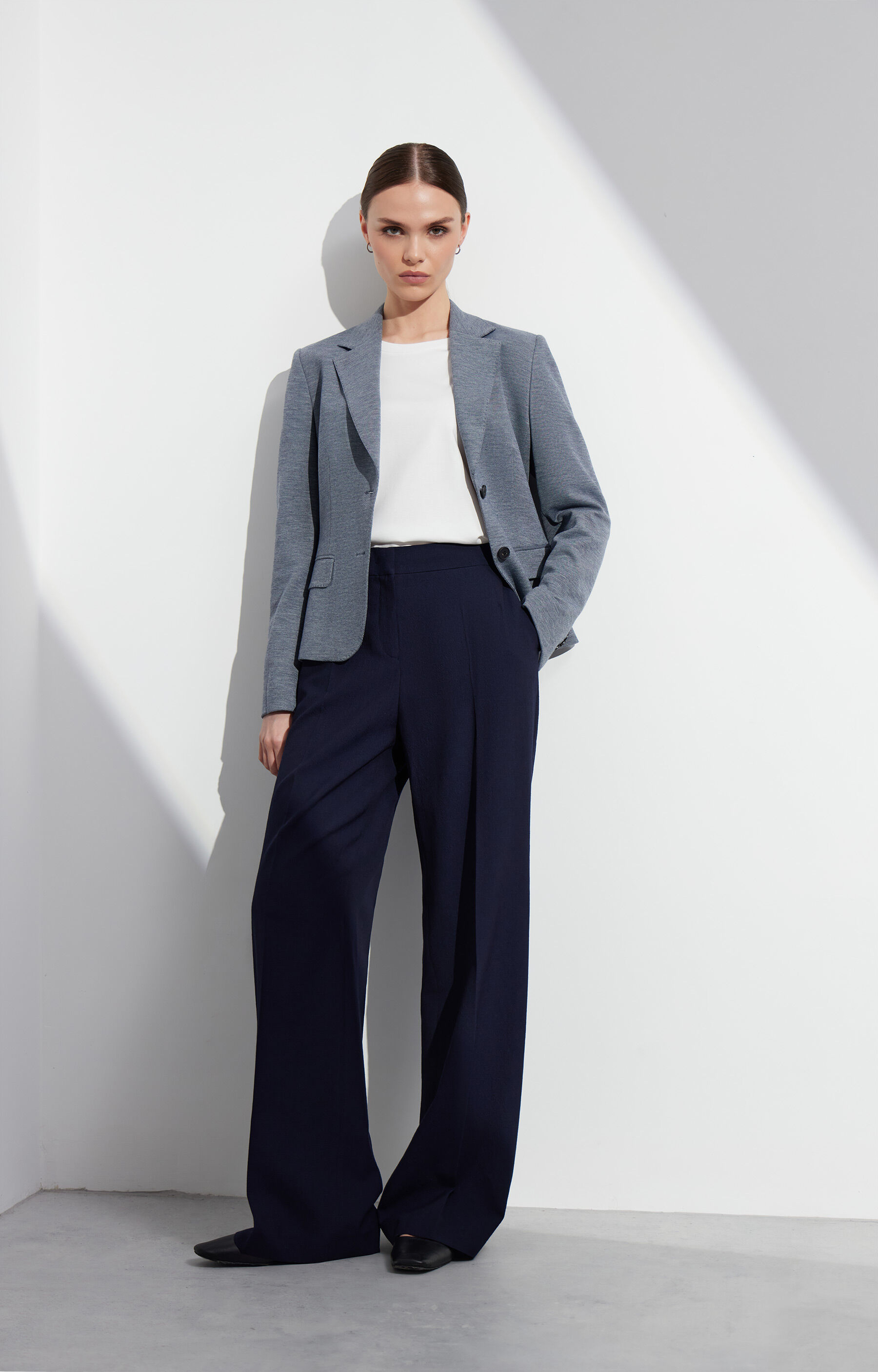 Marynarka slim z melanżowej tkaniny - 7