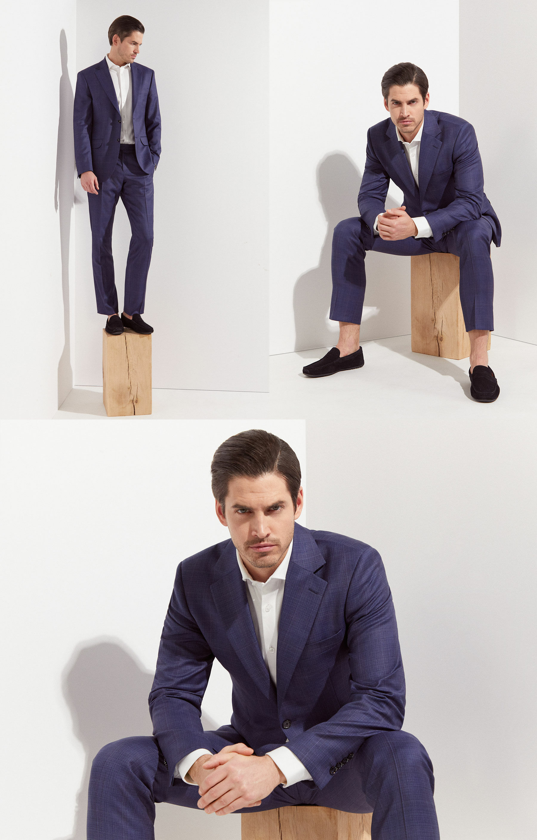 Wełniany garnitur slim fit