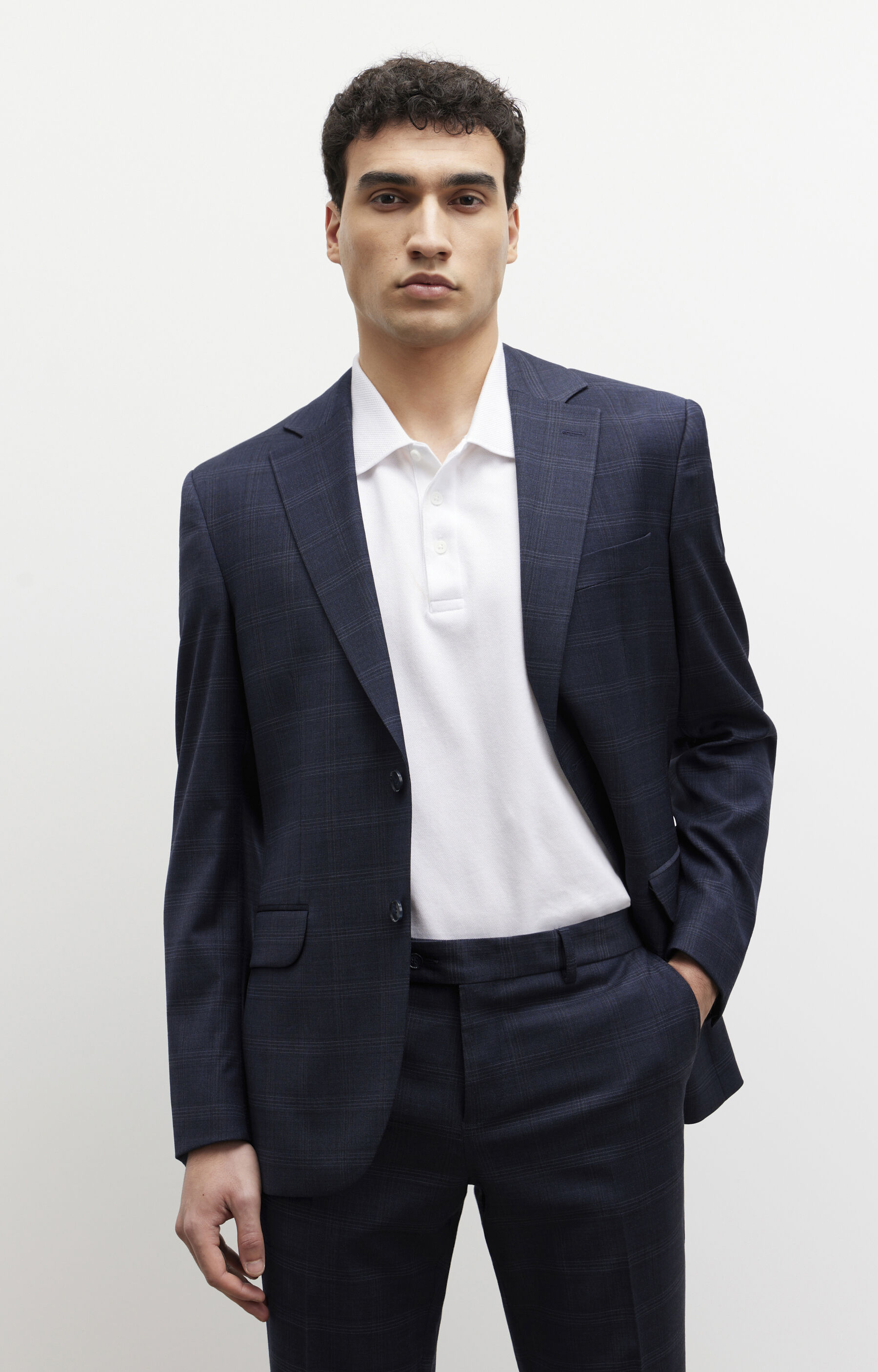 Garnitur slim fit w kratę - 3