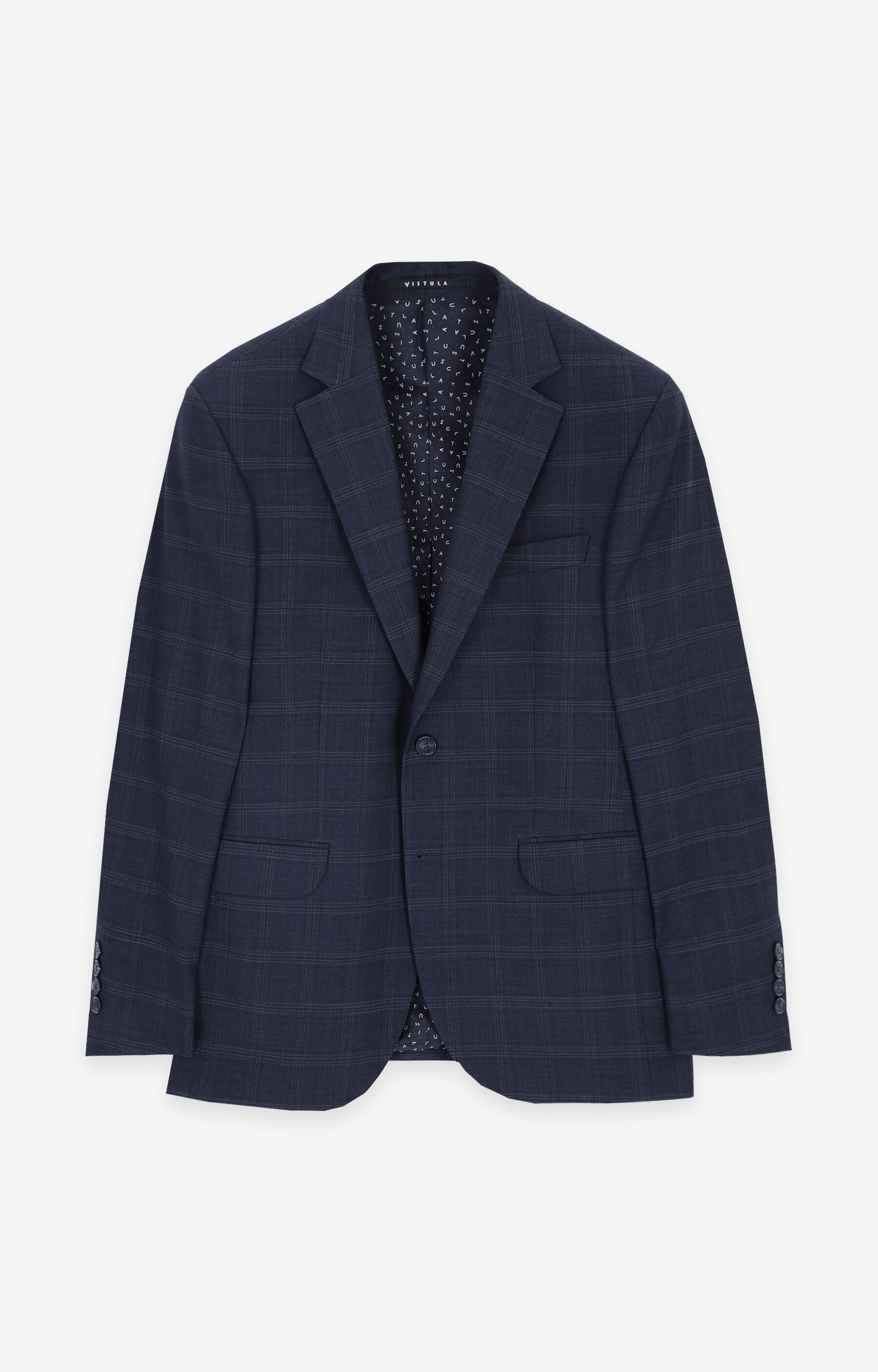 Garnitur slim fit w kratę - 2