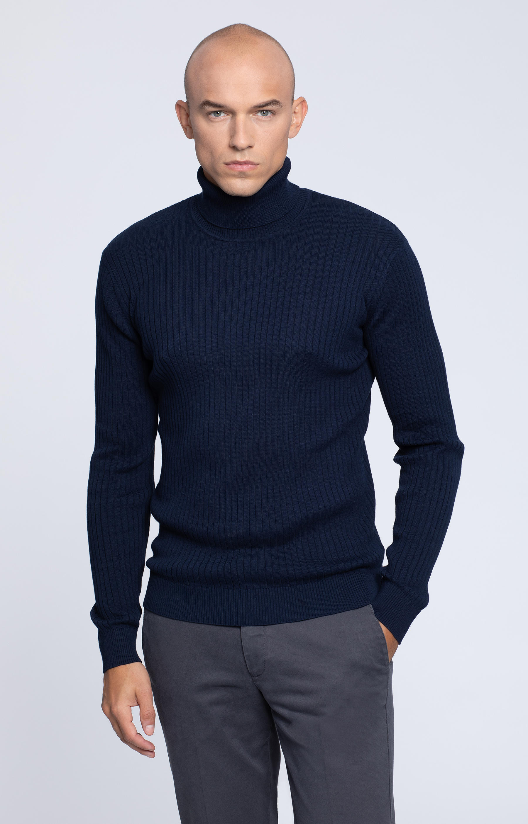 Bawełniany golf w prążki - 2