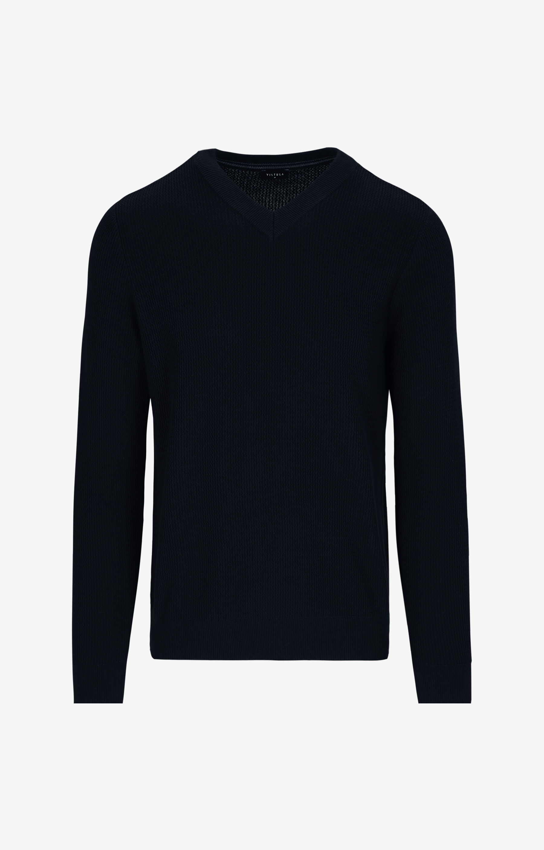 Sweter v-neck w mikrowzór - 2