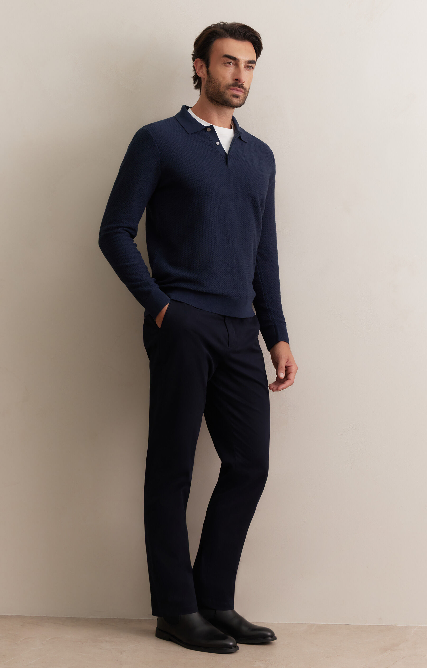 Bawełniany sweter polo - 4