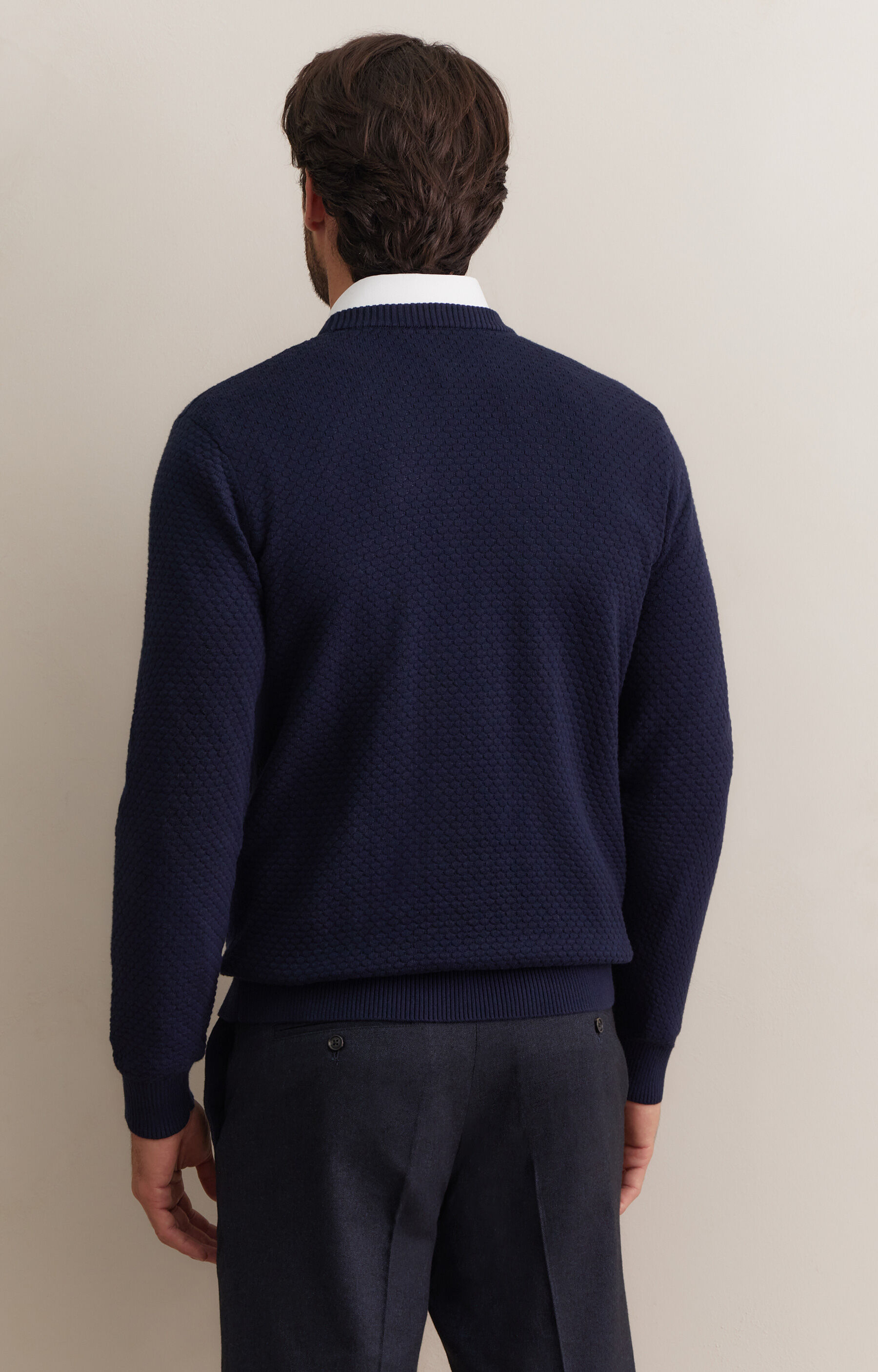 Geometryczny sweter round neck - 3