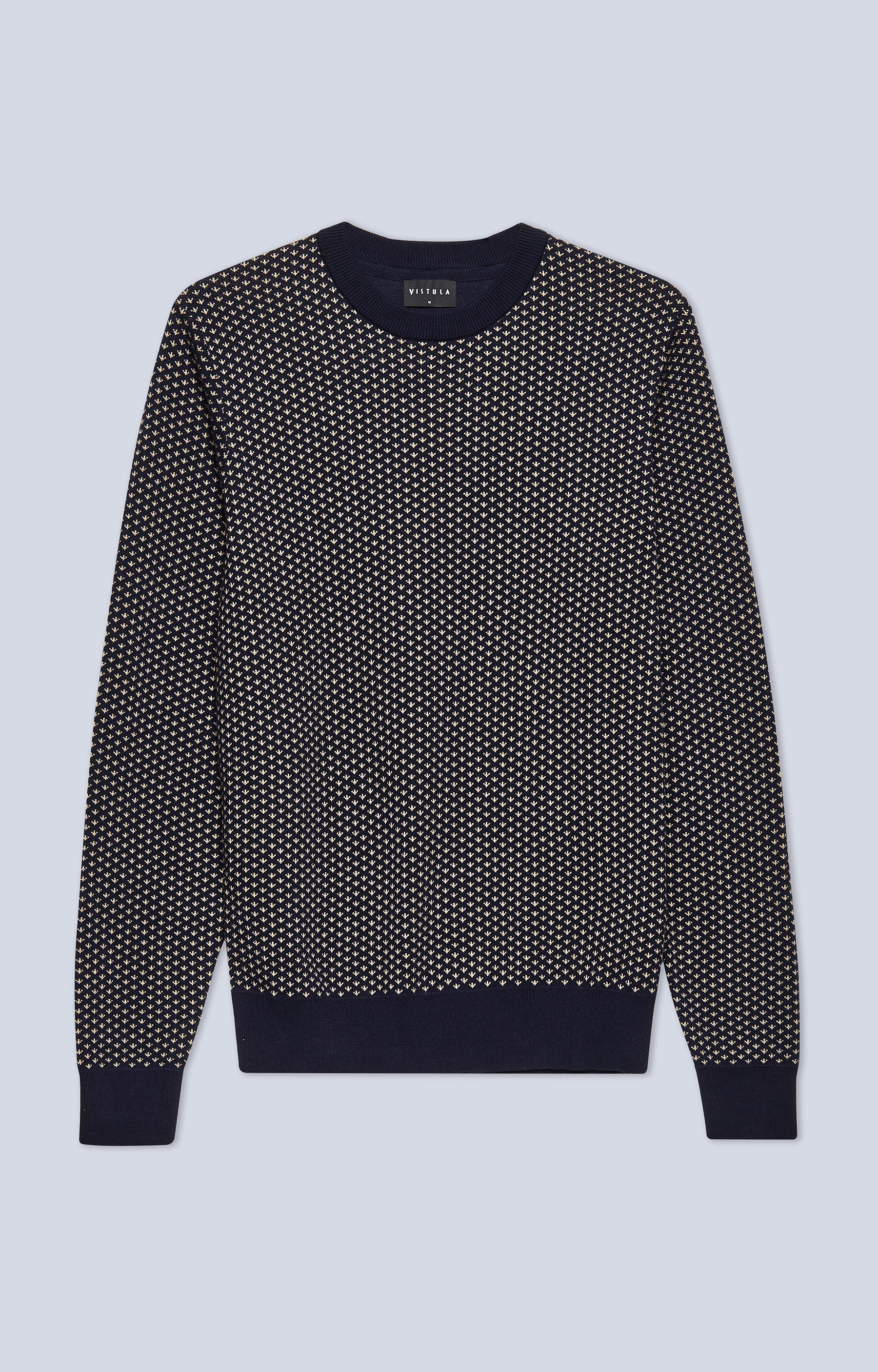 Bawełniany sweter round-neck z regularnym wzorem - 4