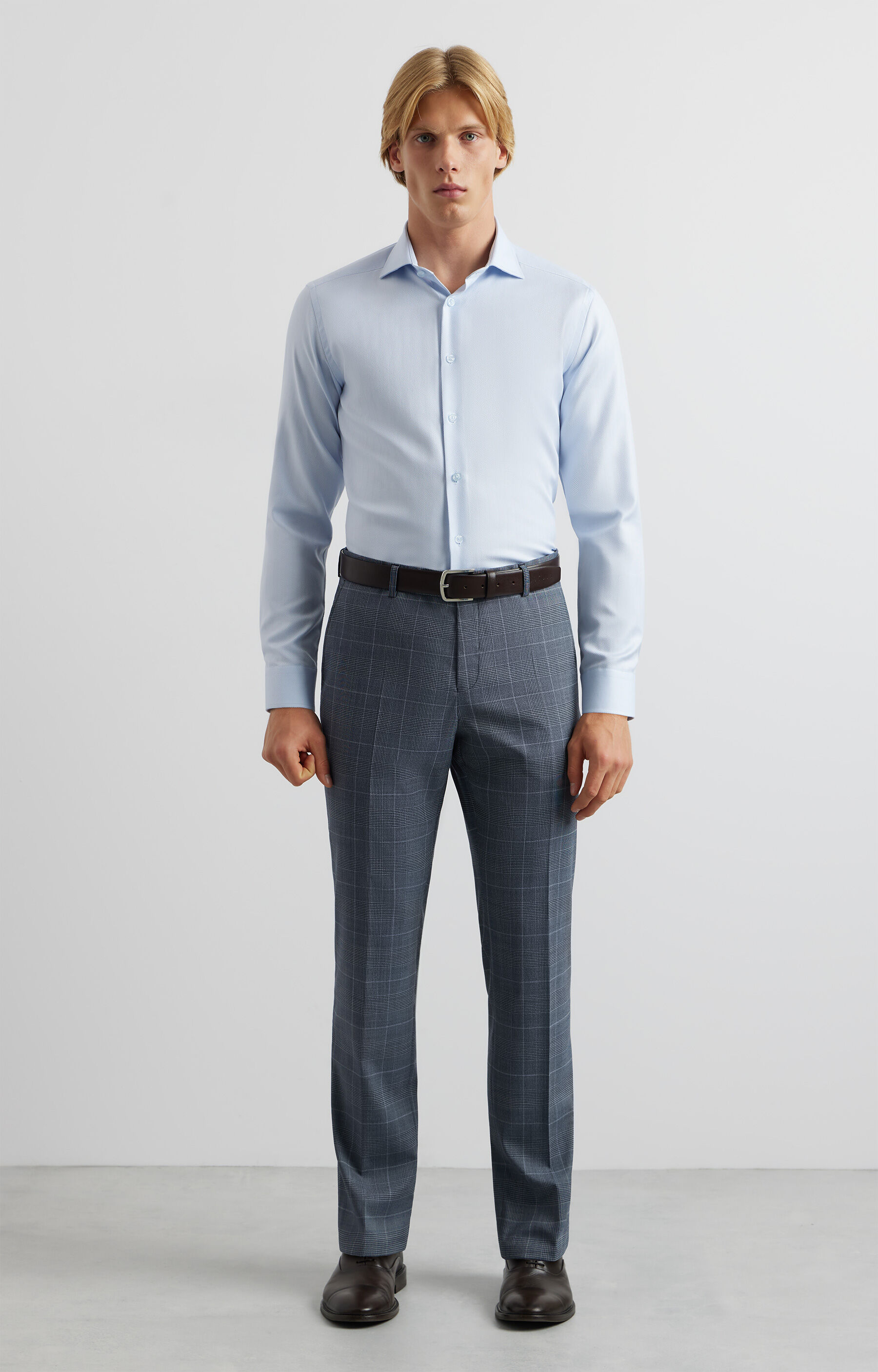 Koszula slim w jodełkę - 5