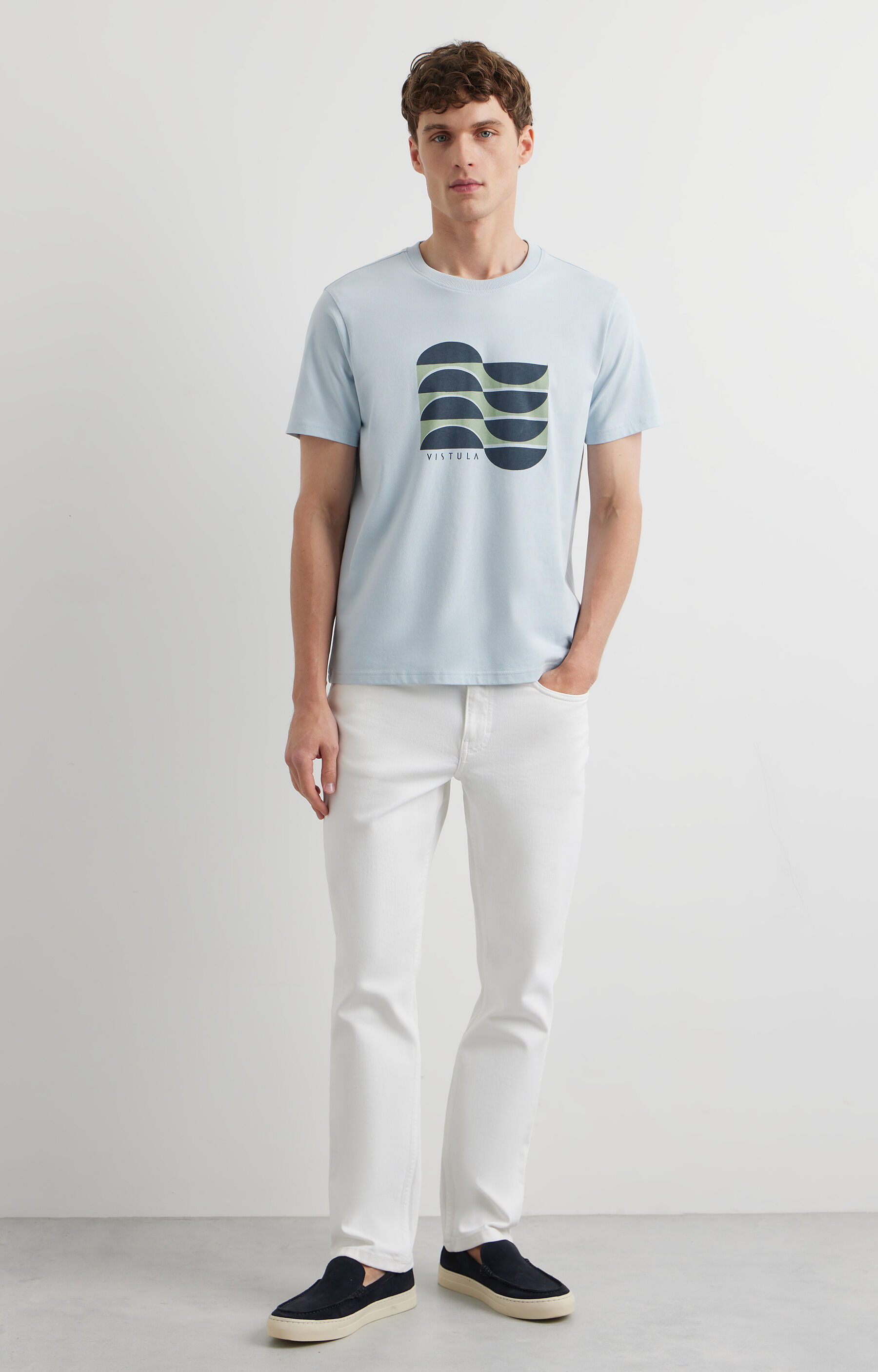 Jasnoniebieski t-shirt VISTULA - 3