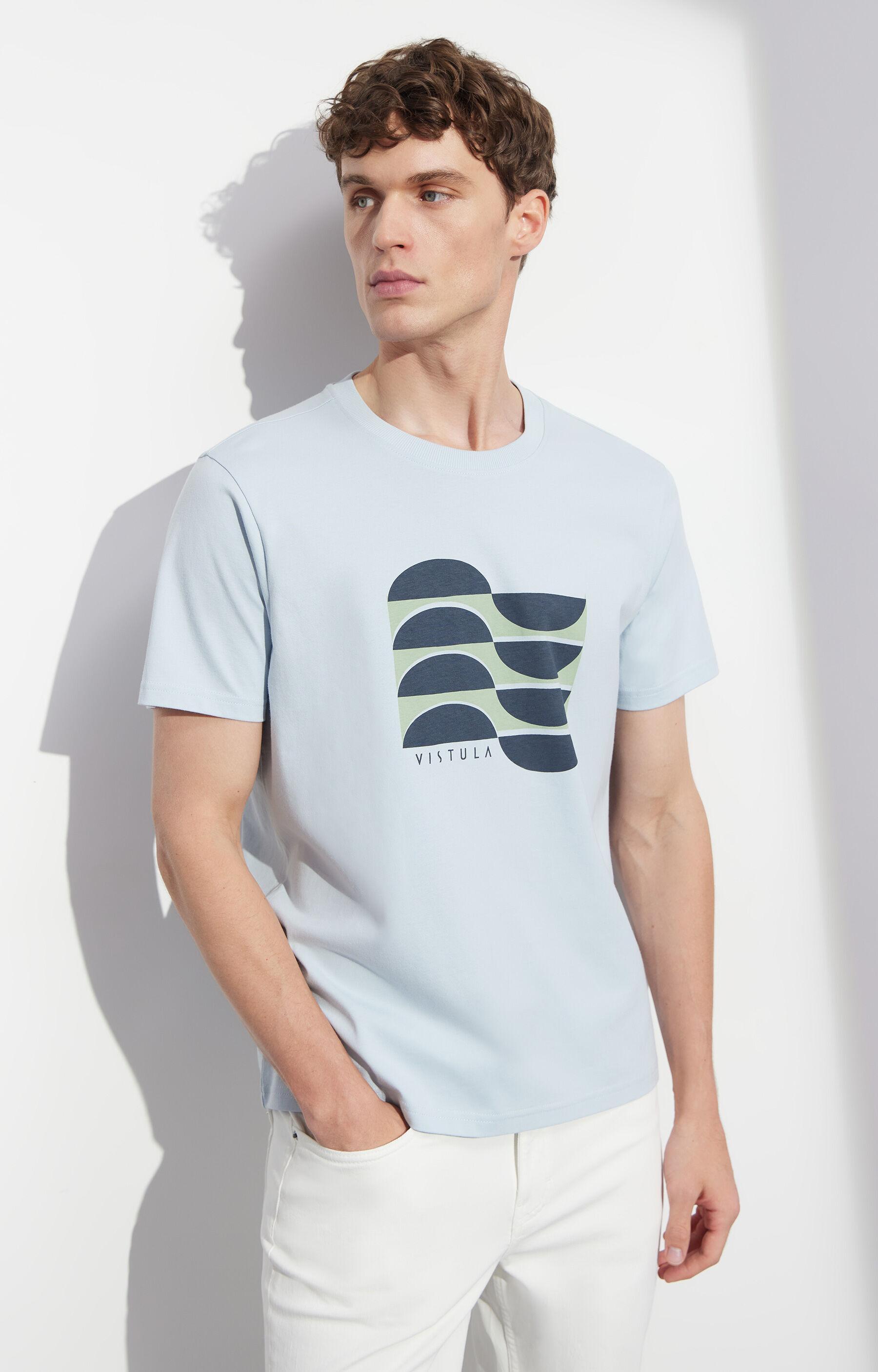 Jasnoniebieski t-shirt VISTULA - 5