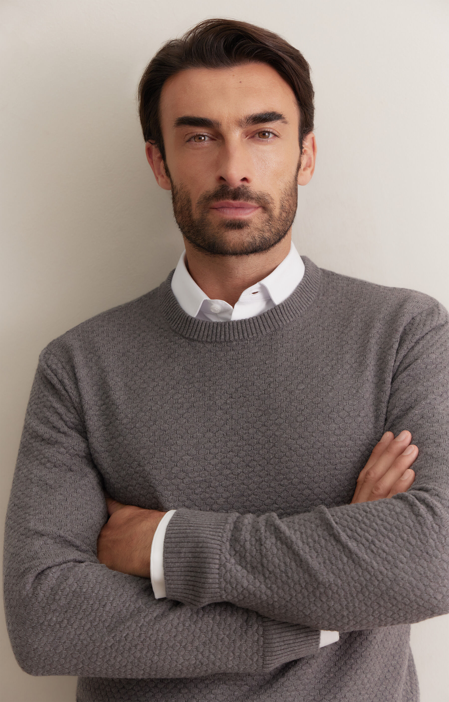 Geometryczny sweter round neck - 5