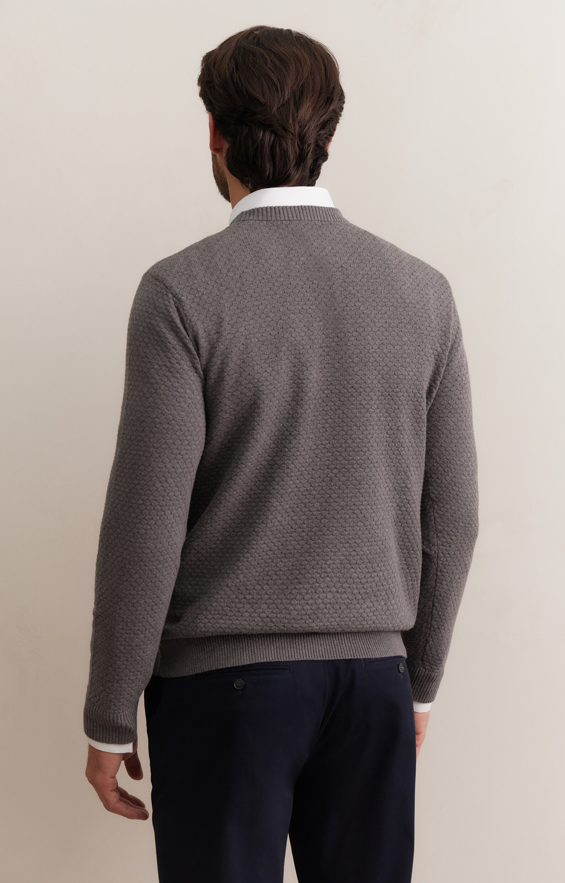 Geometryczny sweter round neck - 3