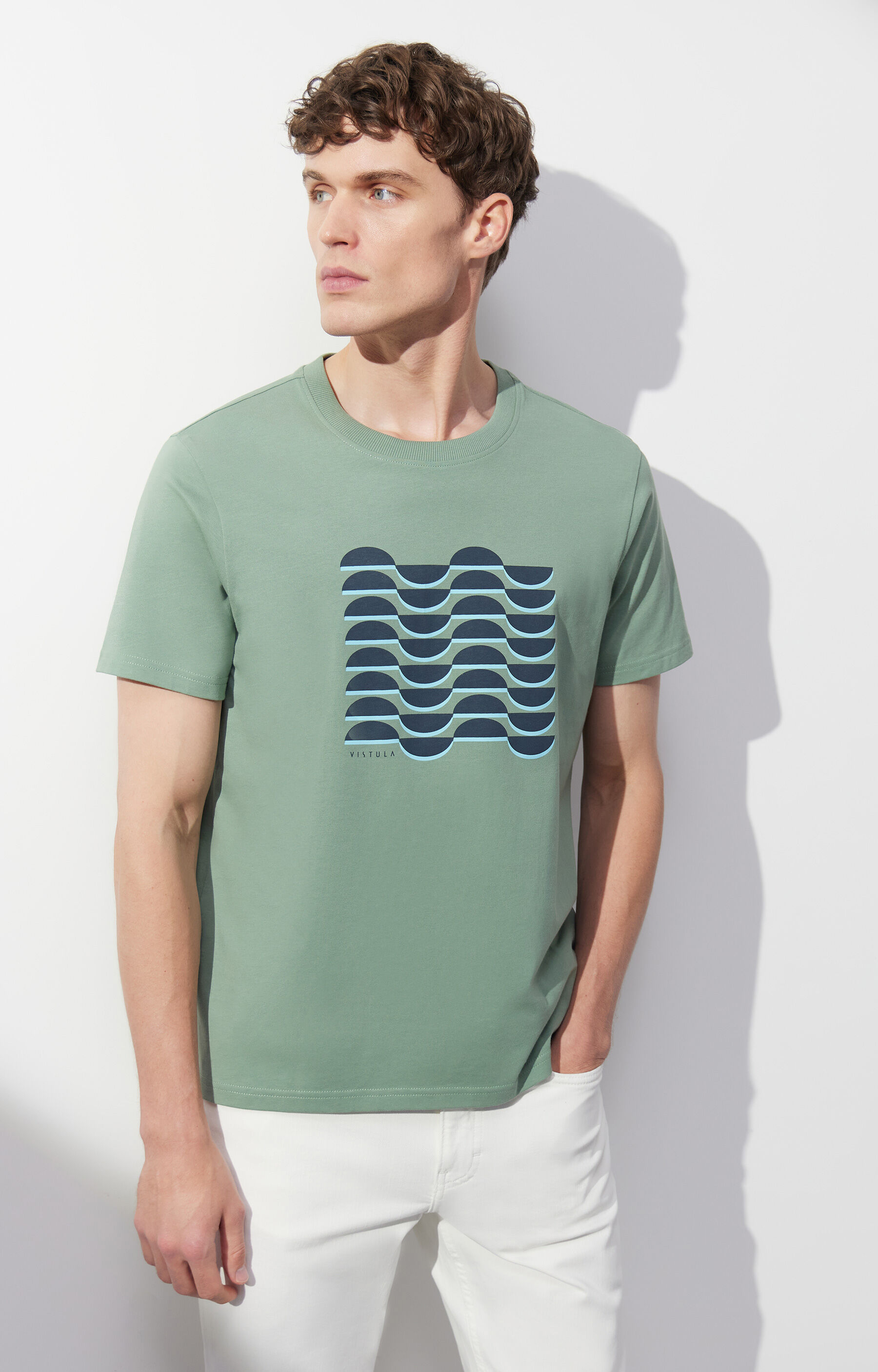 Miętowy t-shirt VISTULA - 6