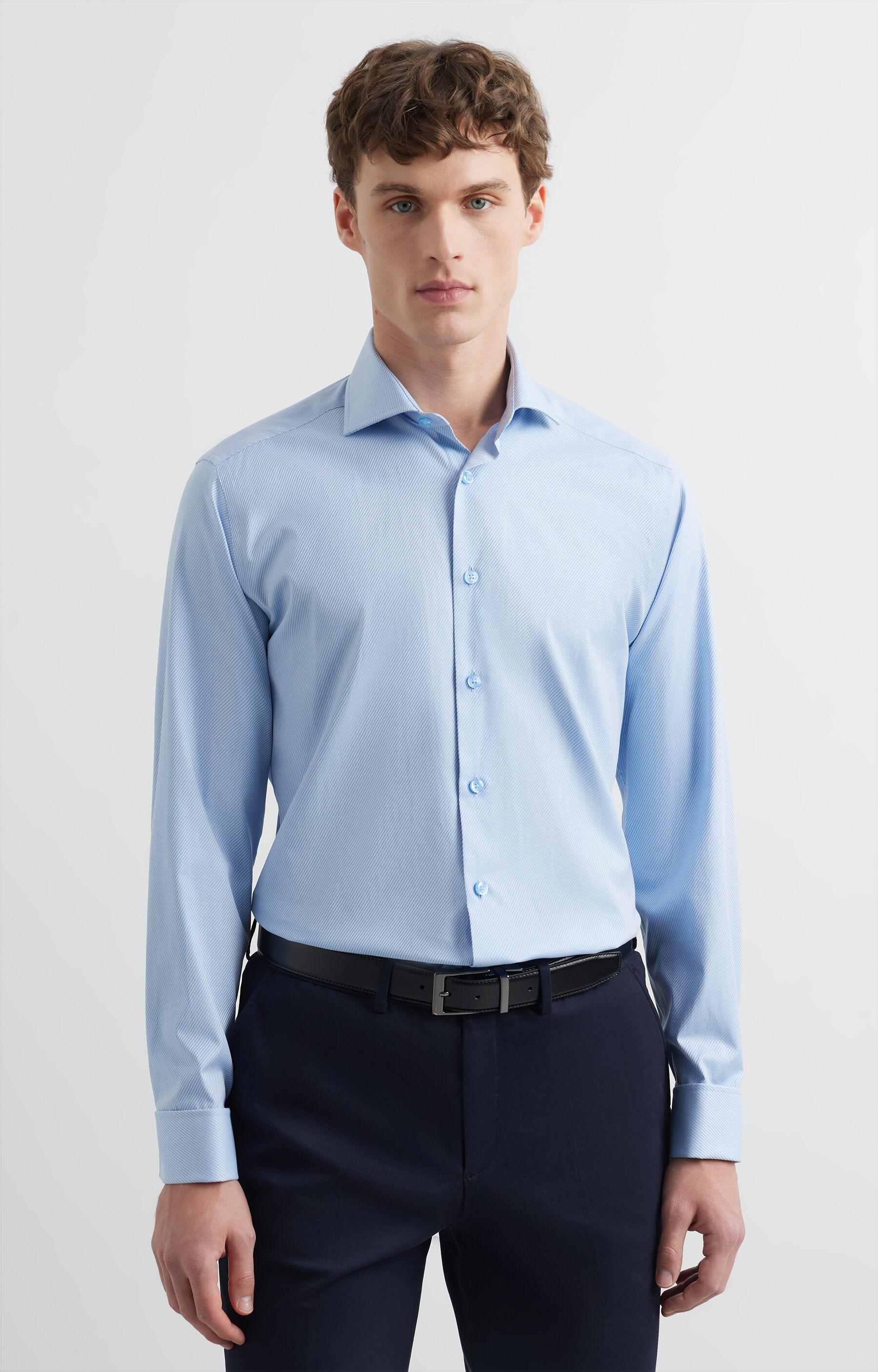 Koszula slim w diagonalny wzór