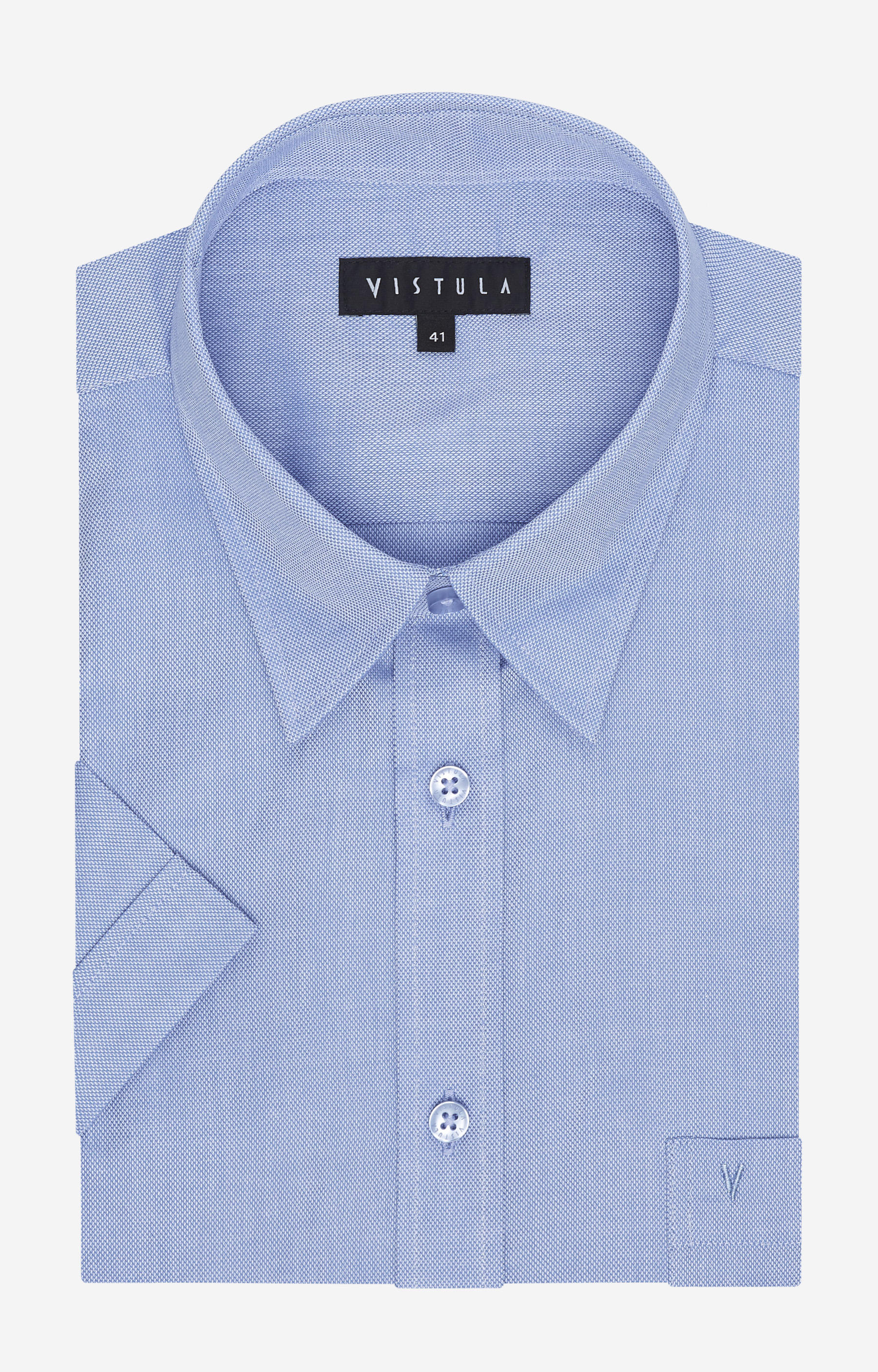 Swobodna koszula w mikrowzór z krótkim rękawem, kołnierz kryty button-down - 4