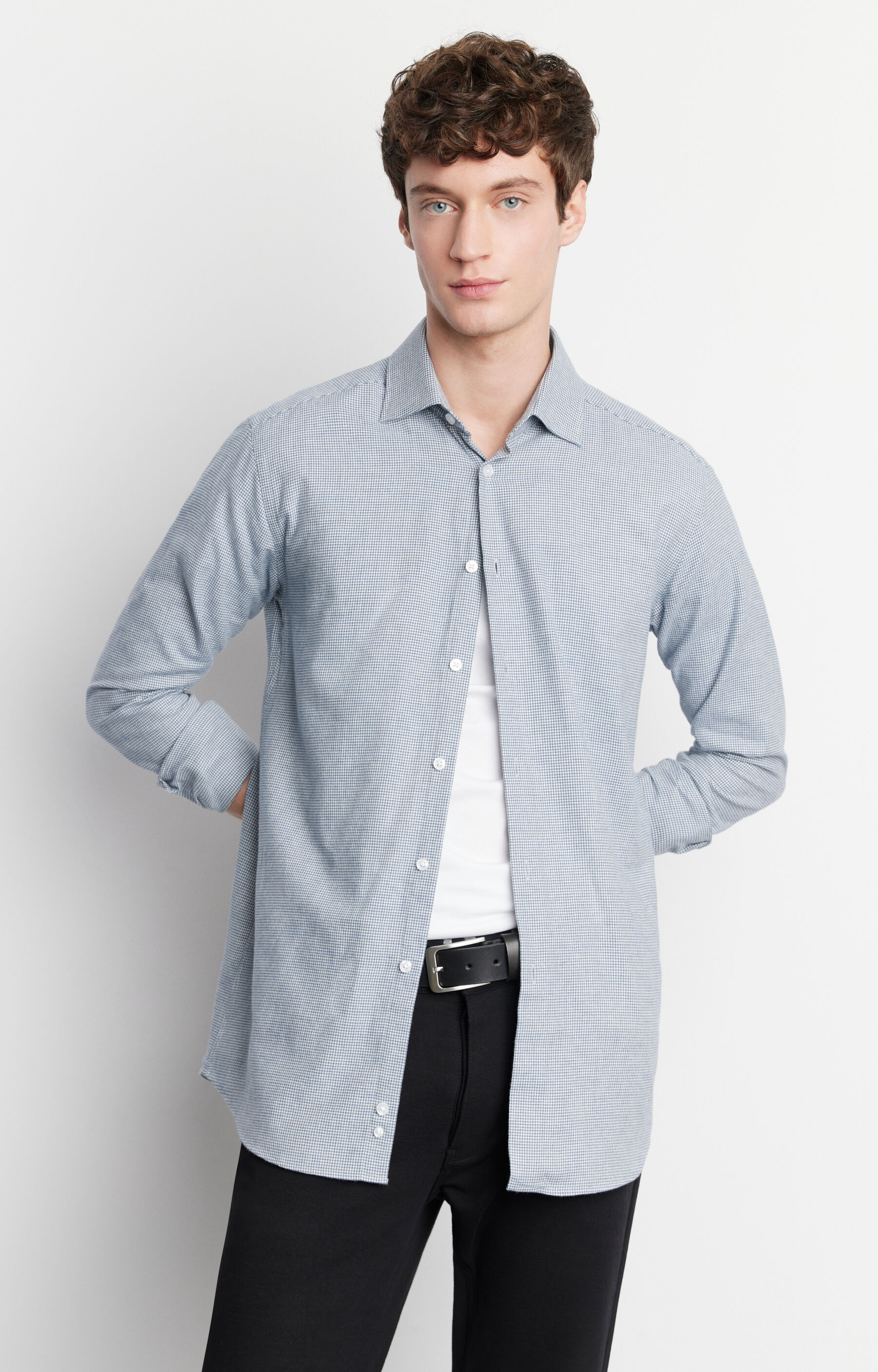 Flanelowa koszula slim fit w pepitę