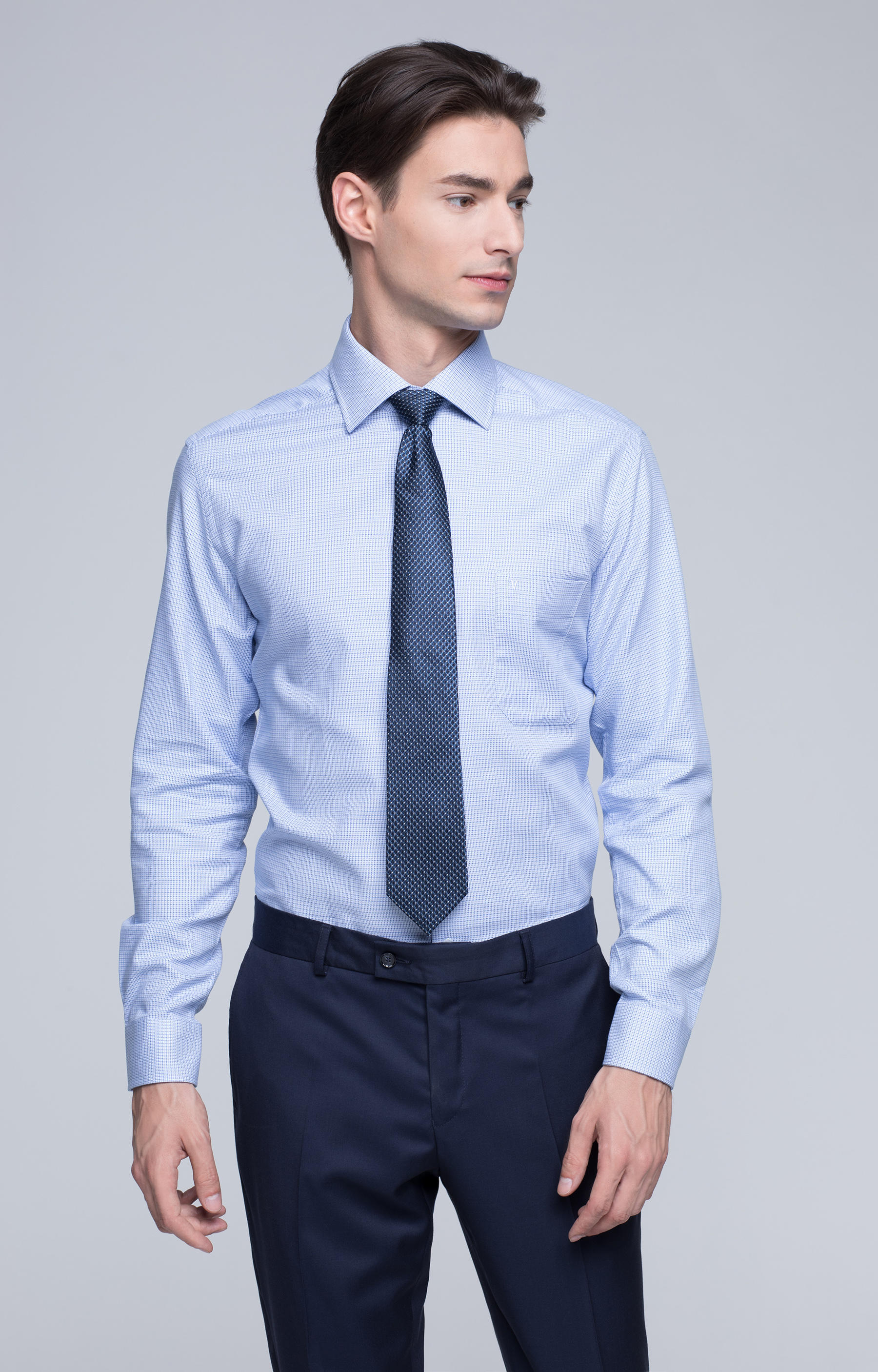 Koszula w mikrowzór z włoskim kołnierzem - 2