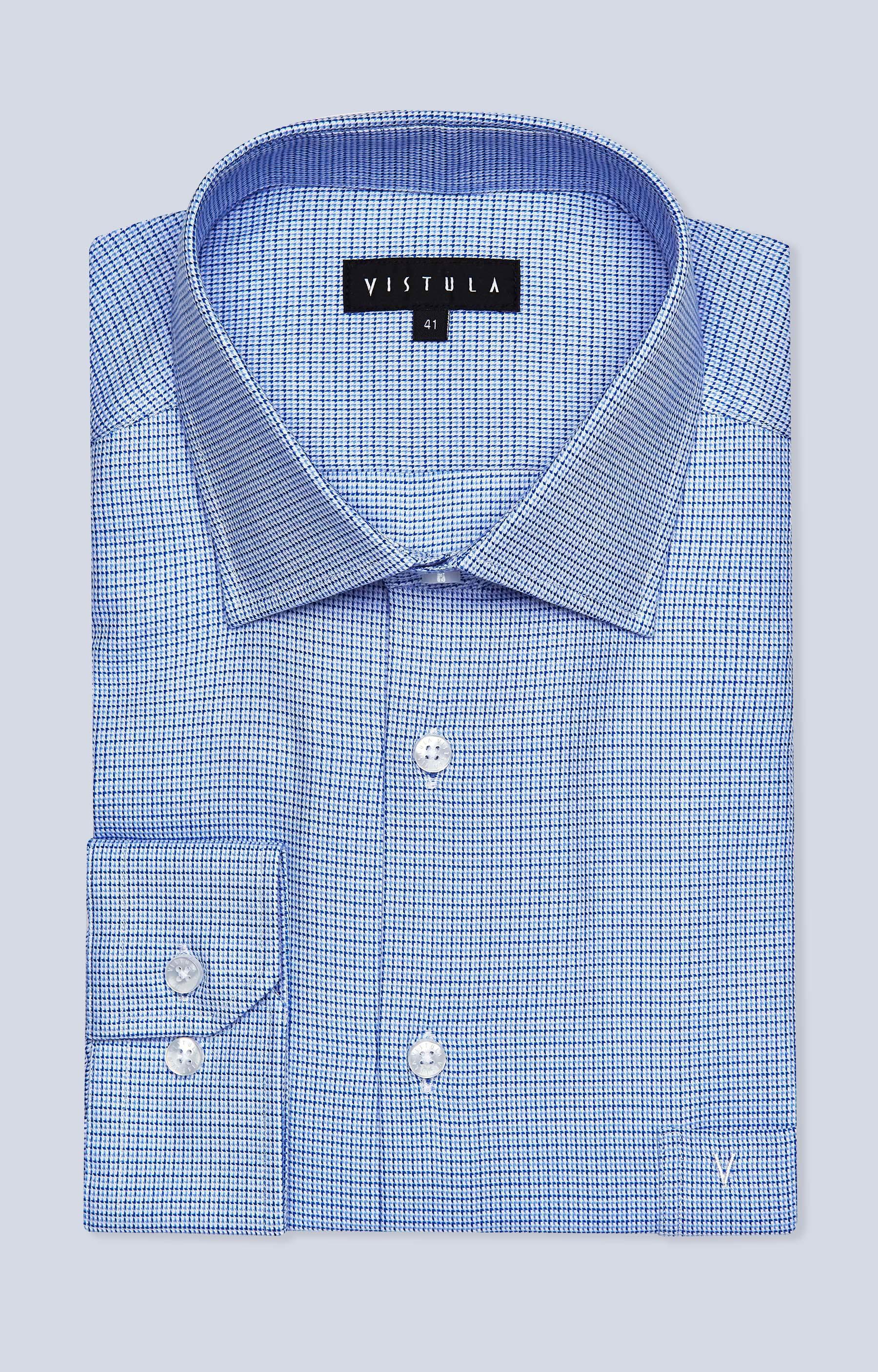 Koszula w mikrowzór z włoskim kołnierzem - 4