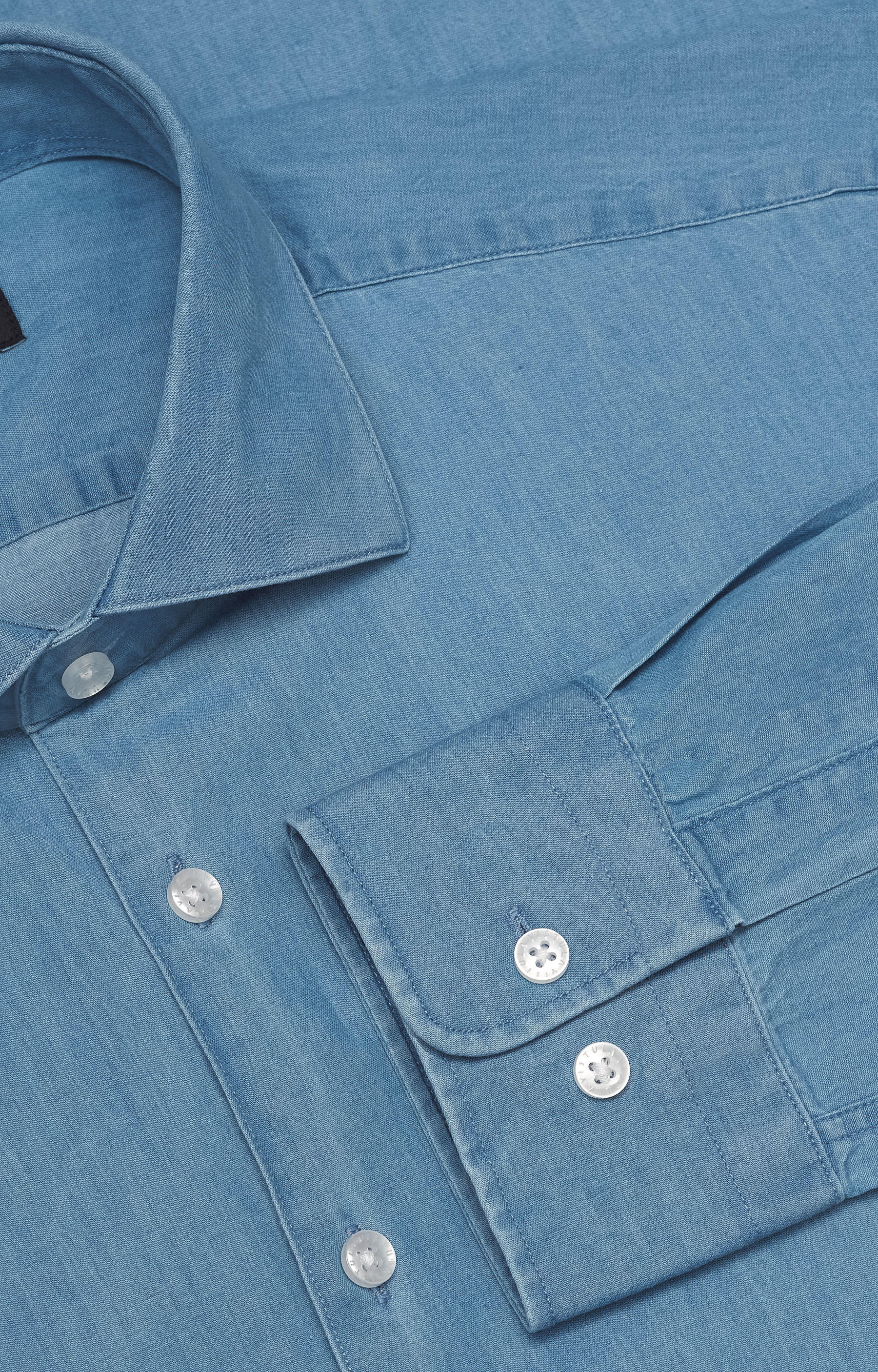Koszula z tkaniny denimowej z półwłoskim kołnierzem - 5