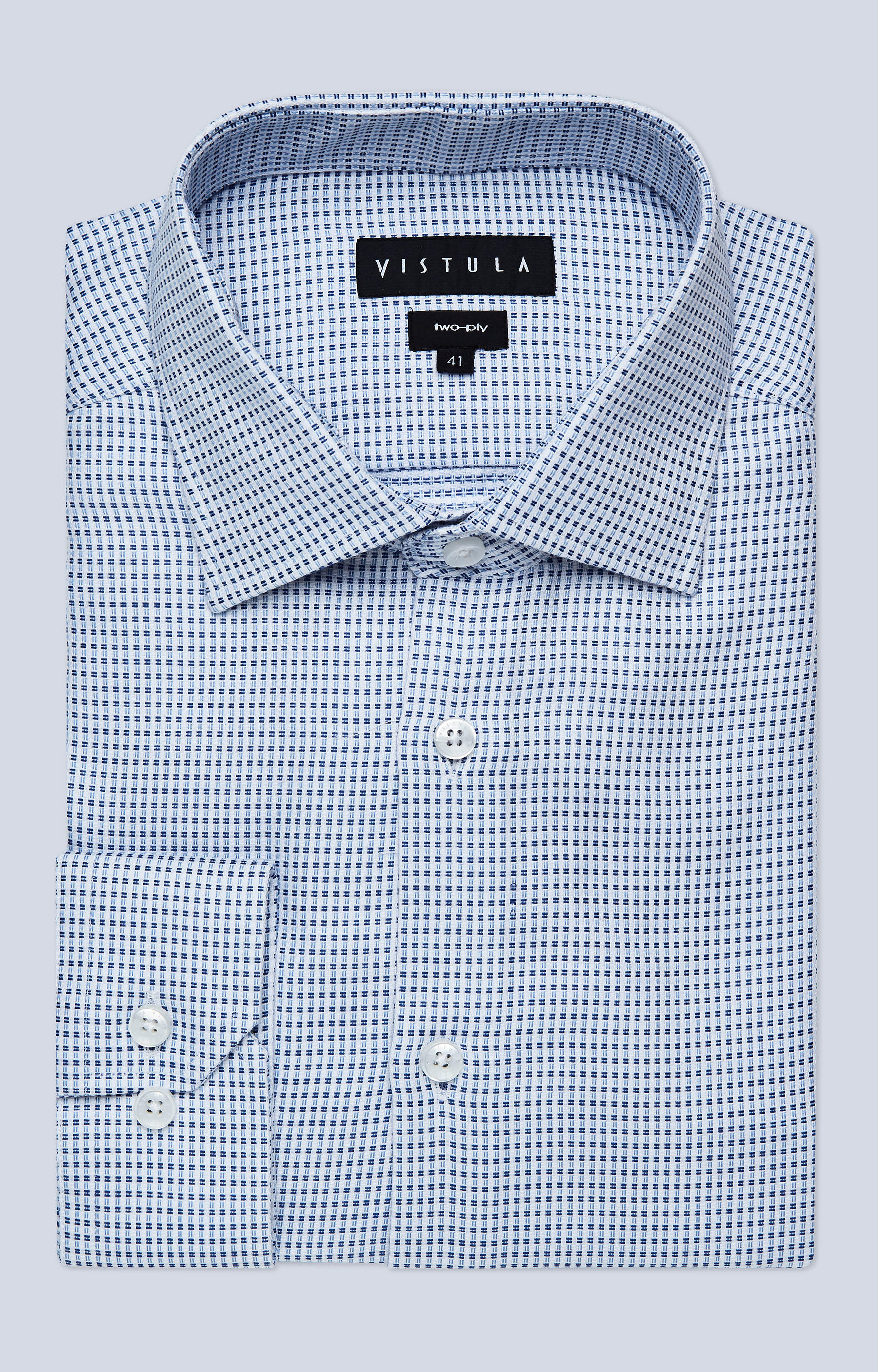 Luźna koszula w mikrowzór, włoski kołnierz - 4