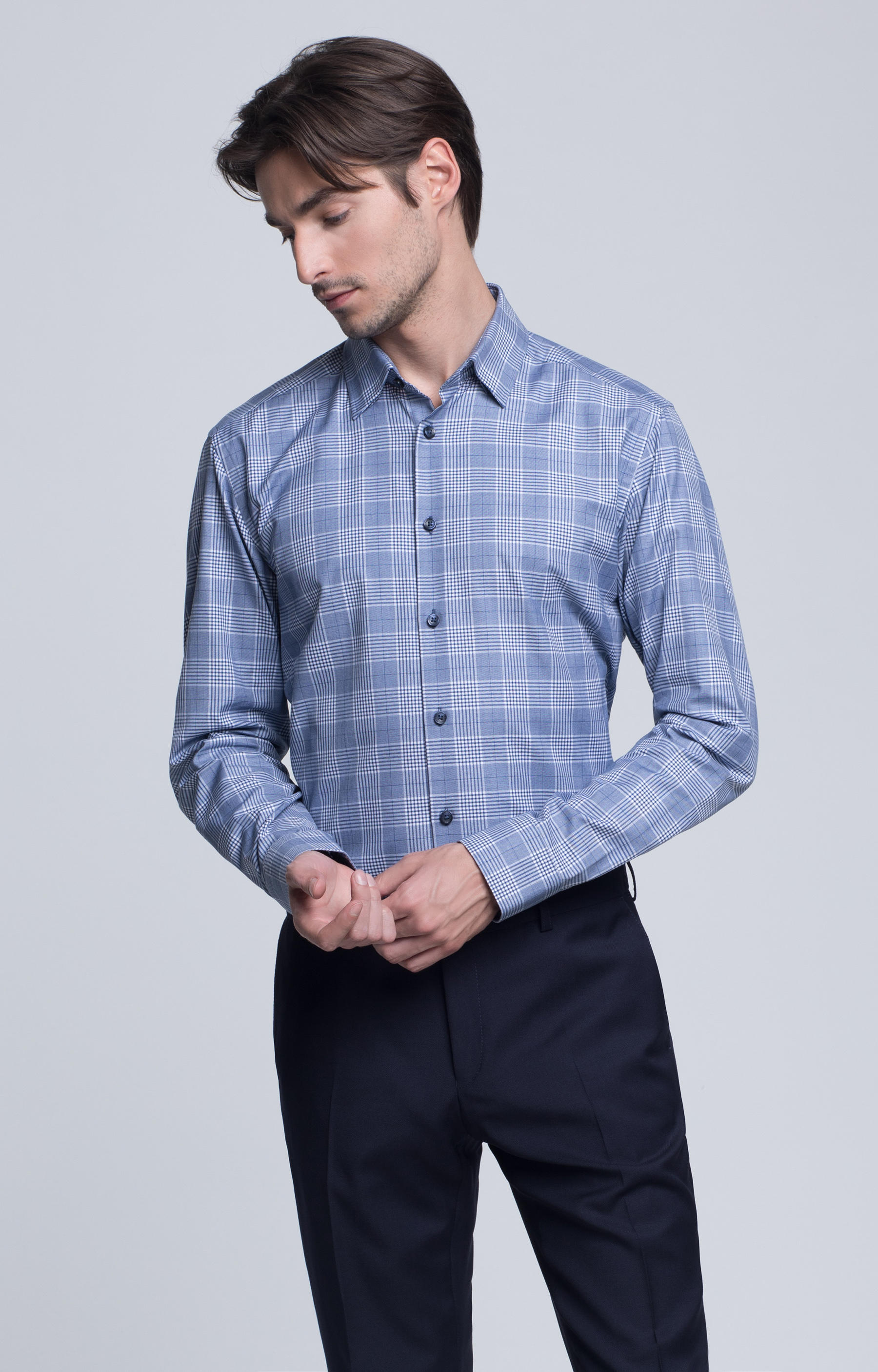 Koszula w kratę z kołnierzem kryte button-down - 2