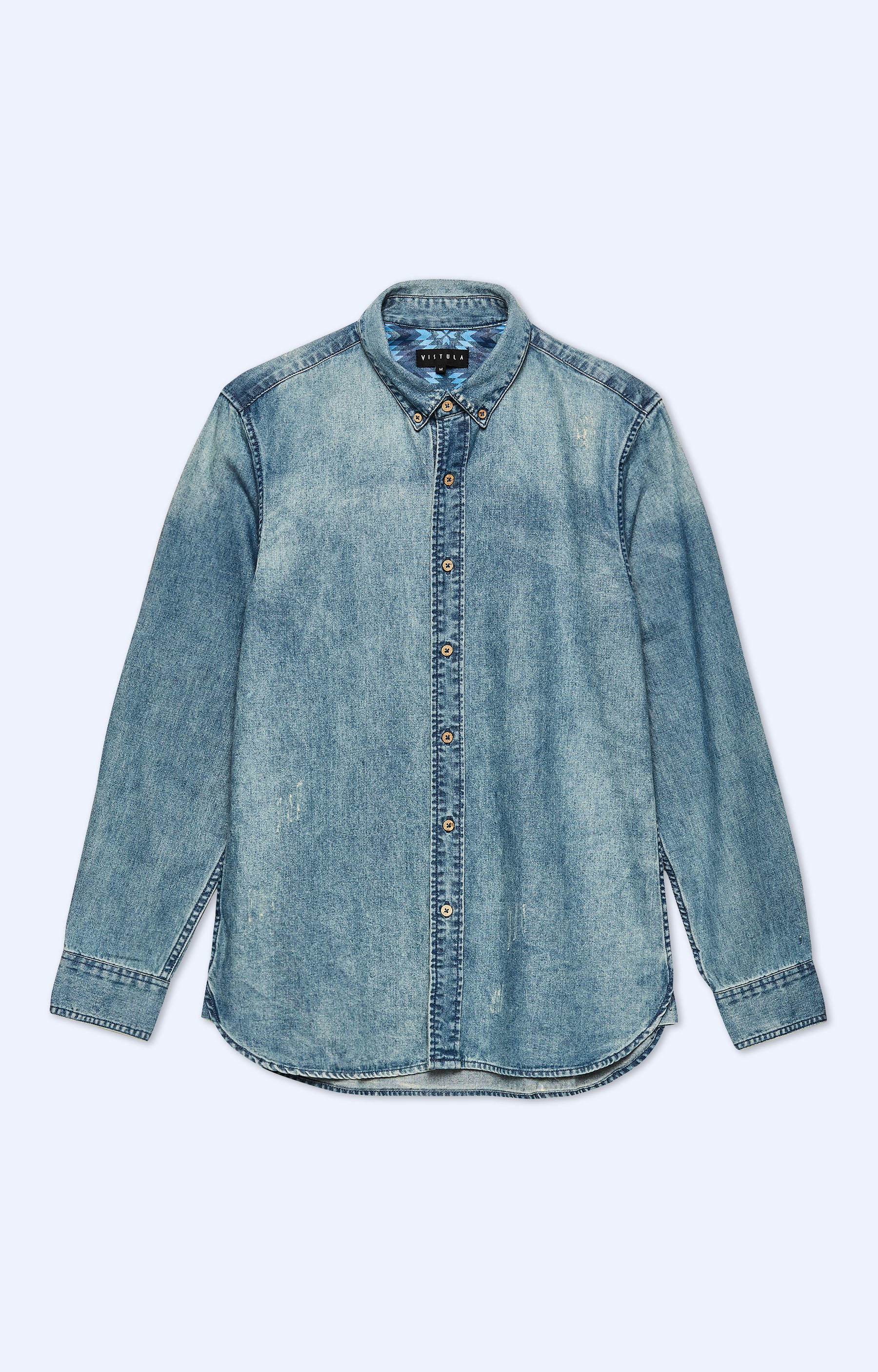 Jeansowa koszula z kołnierzem button-down - 4