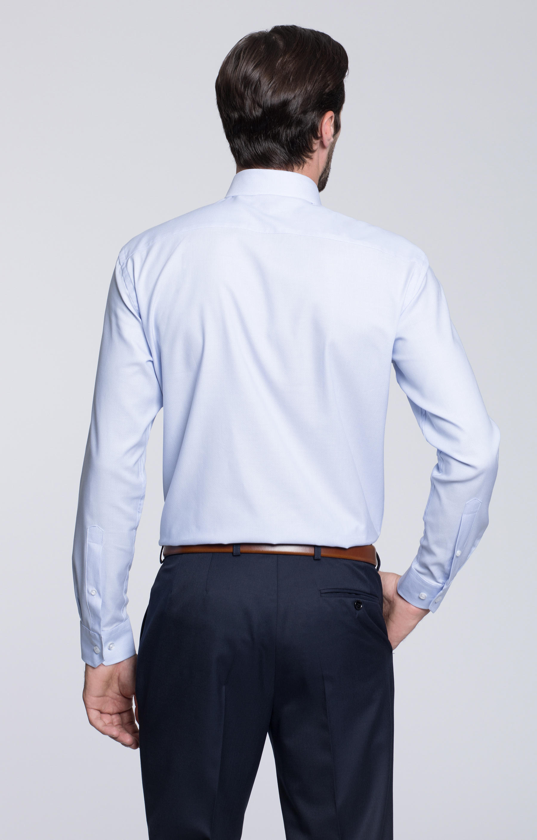 Luźna koszula w mikrowzór z włoskim kołnierzem - 3