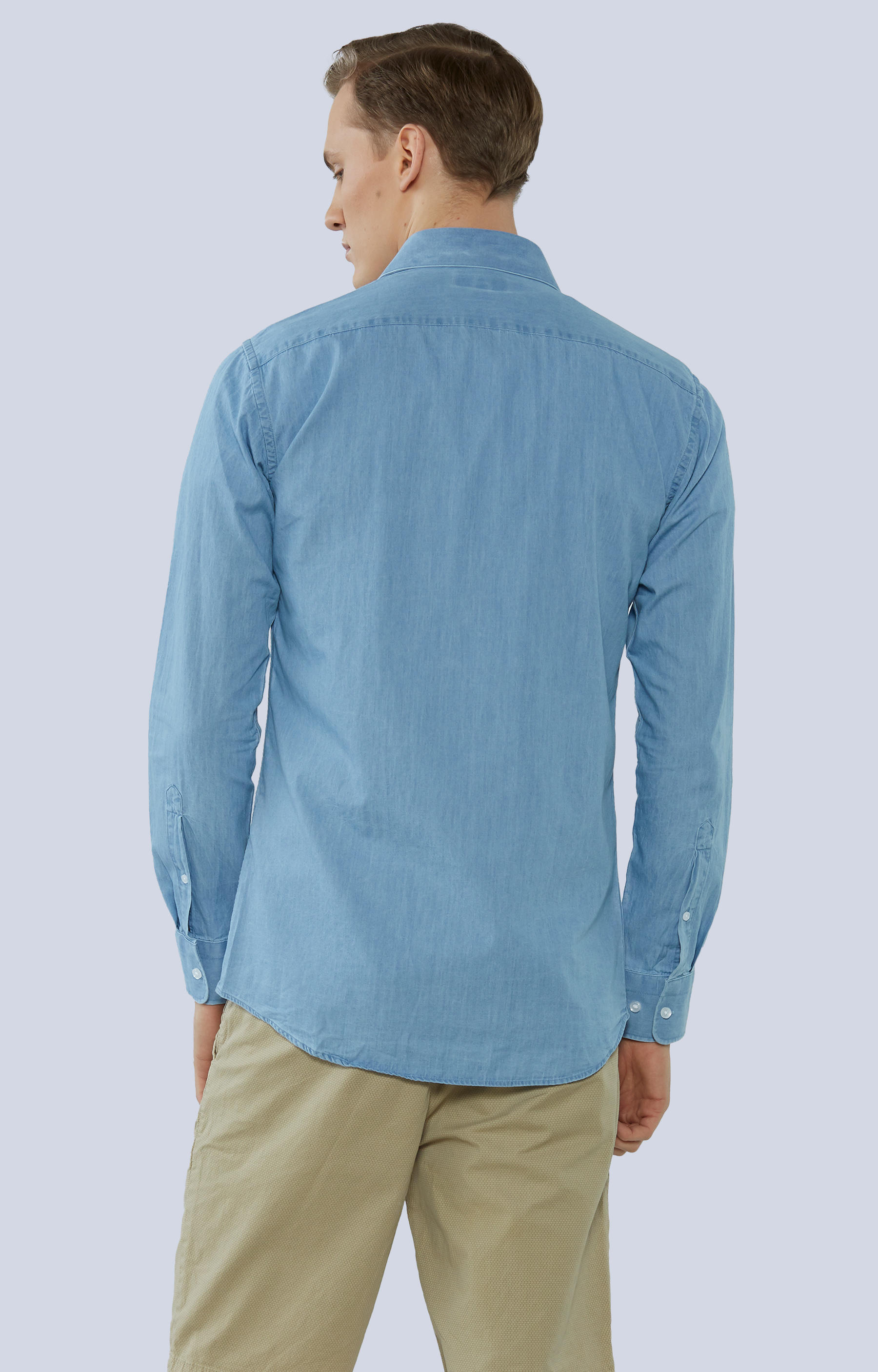 Koszula z tkaniny denimowej z półwłoskim kołnierzem - 3
