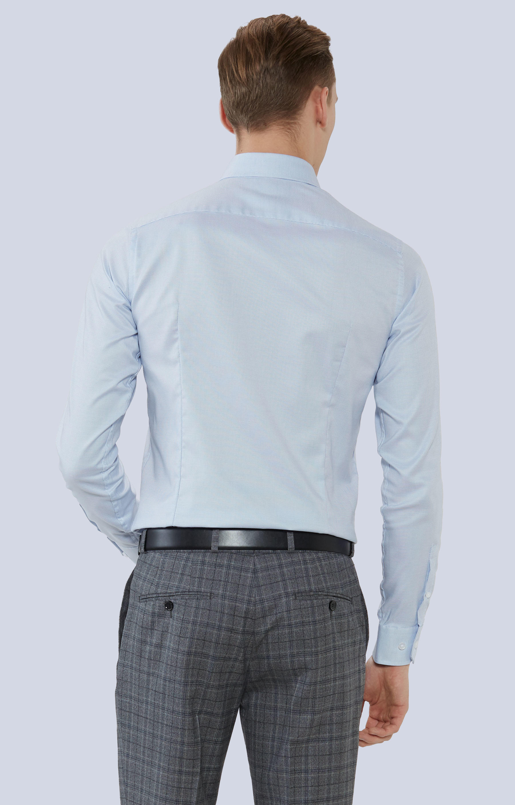 Dopasowana koszula w mikrowzór z włoskim kołnierzem - 3