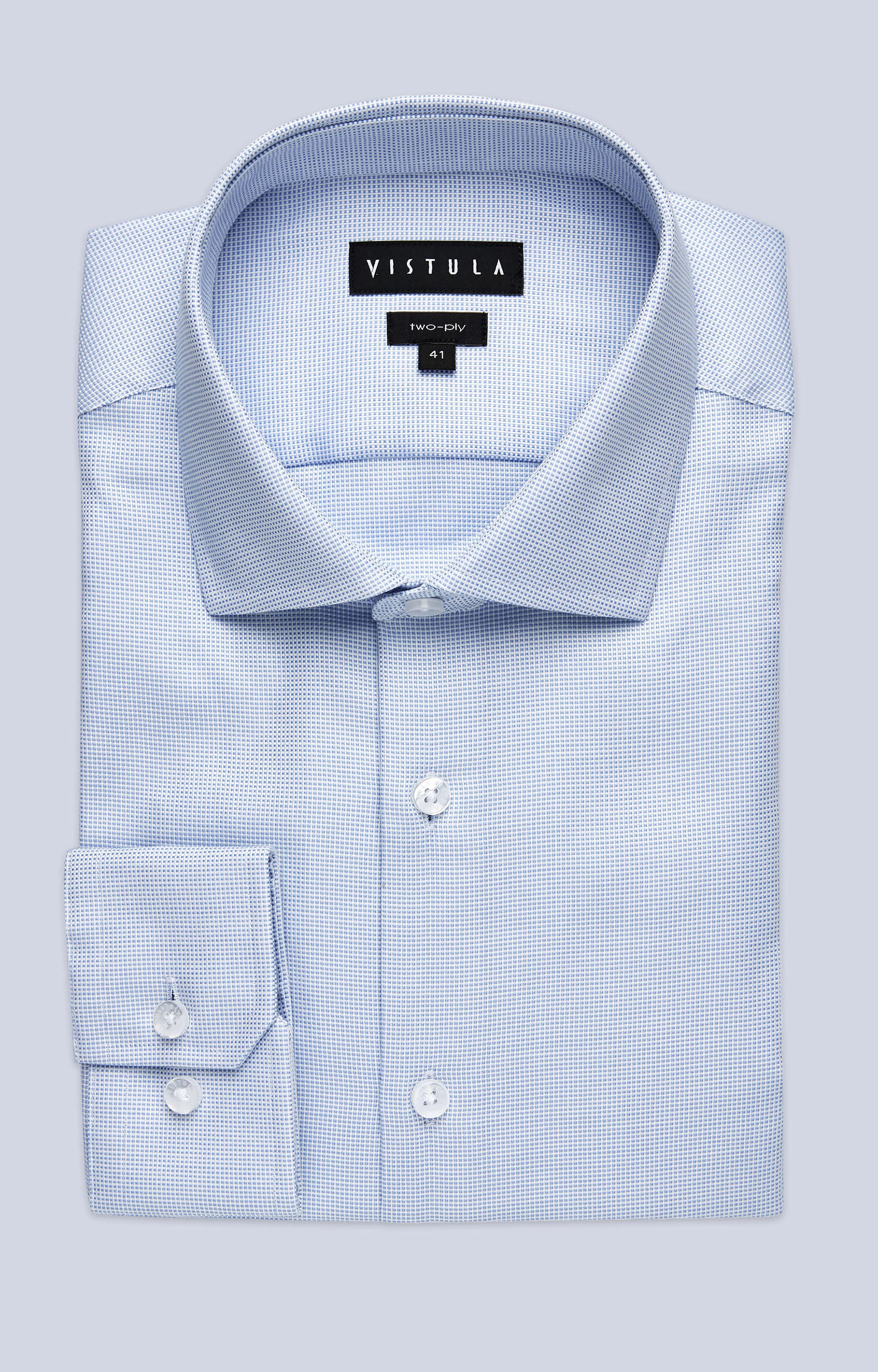 Dopasowana koszula w mikrowzór z włoskim kołnierzem - 4