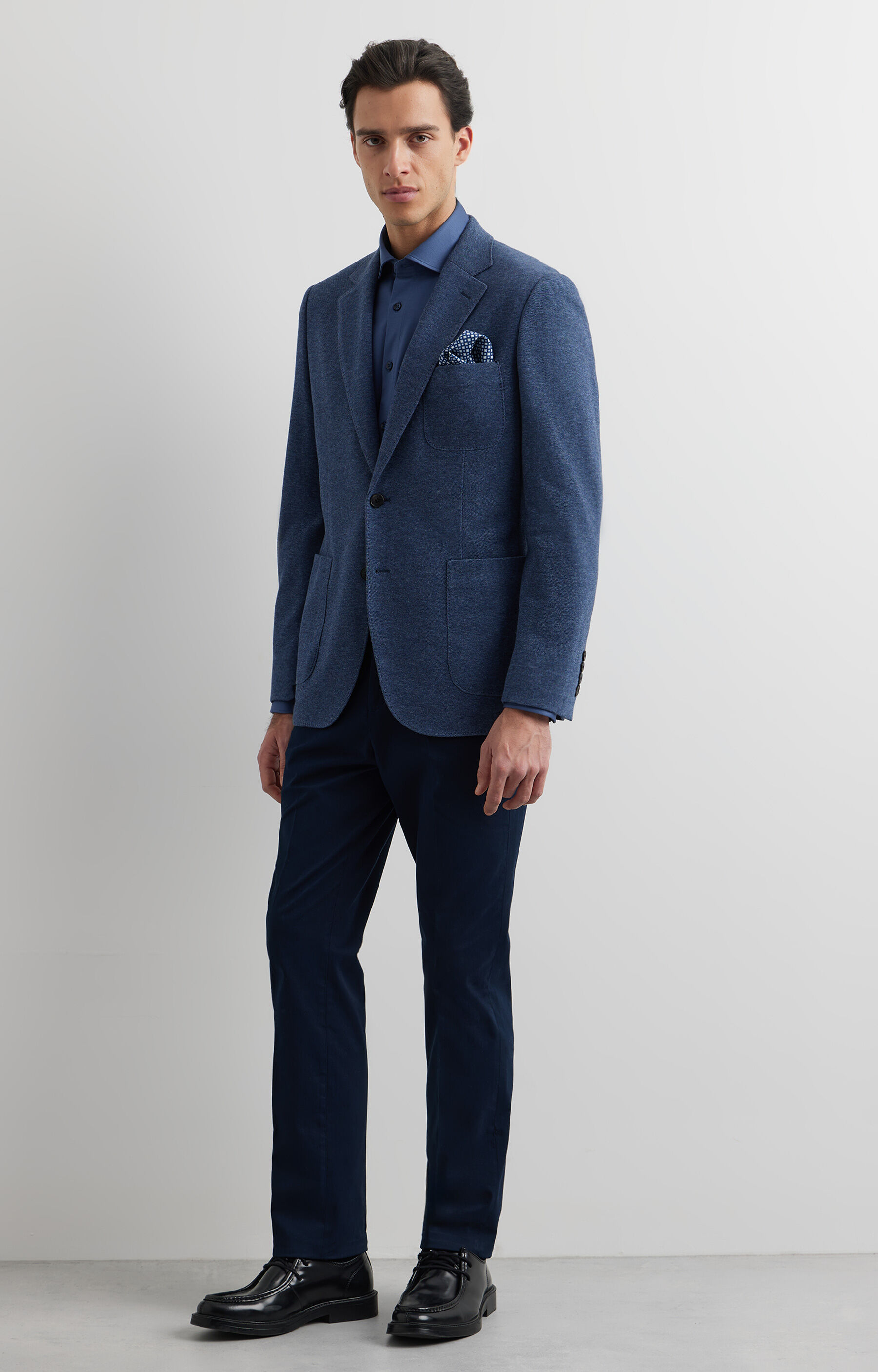 Marynarka slim z melanżowej dzianiny - 3