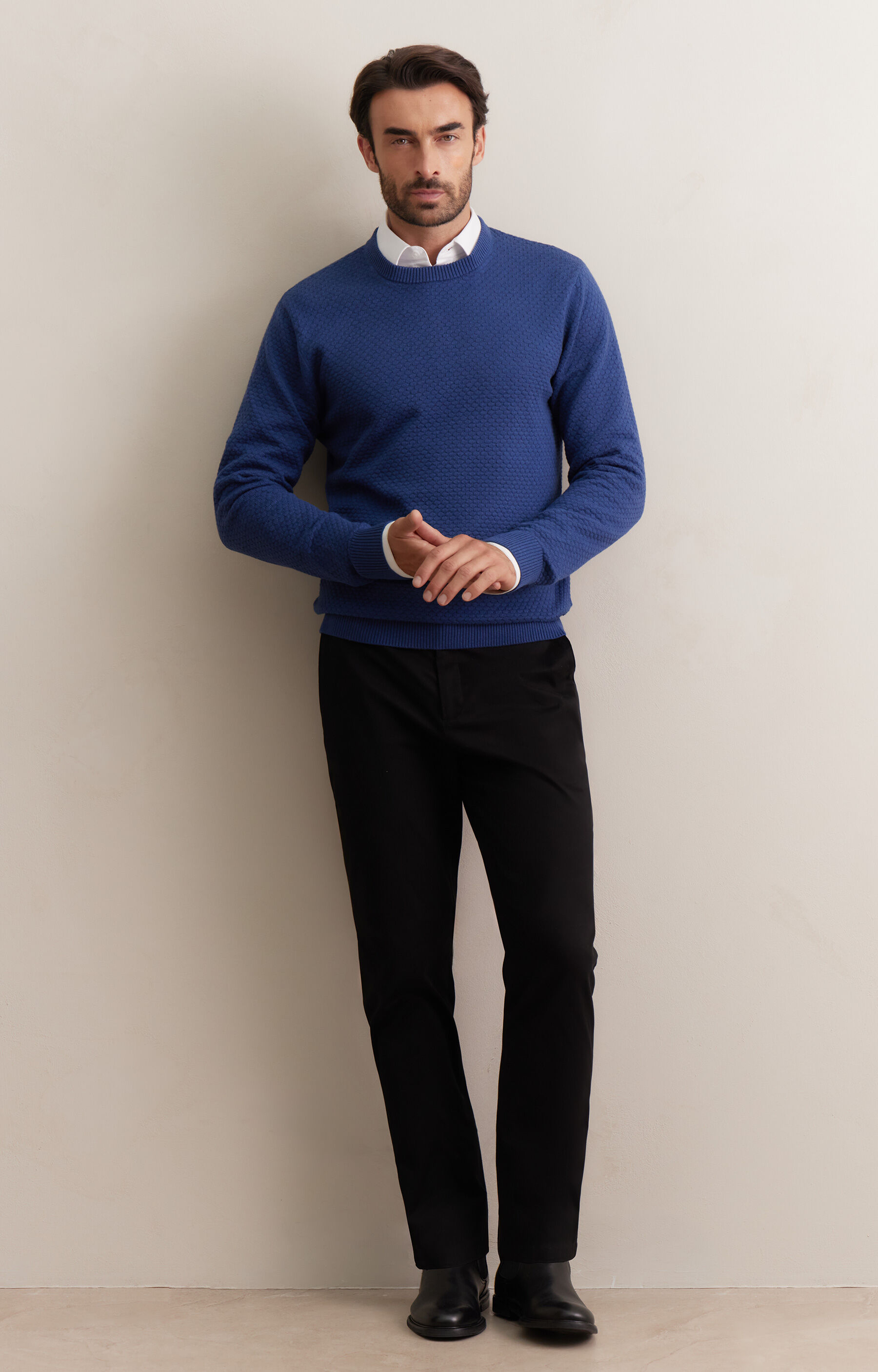 Geometryczny sweter round neck - 4