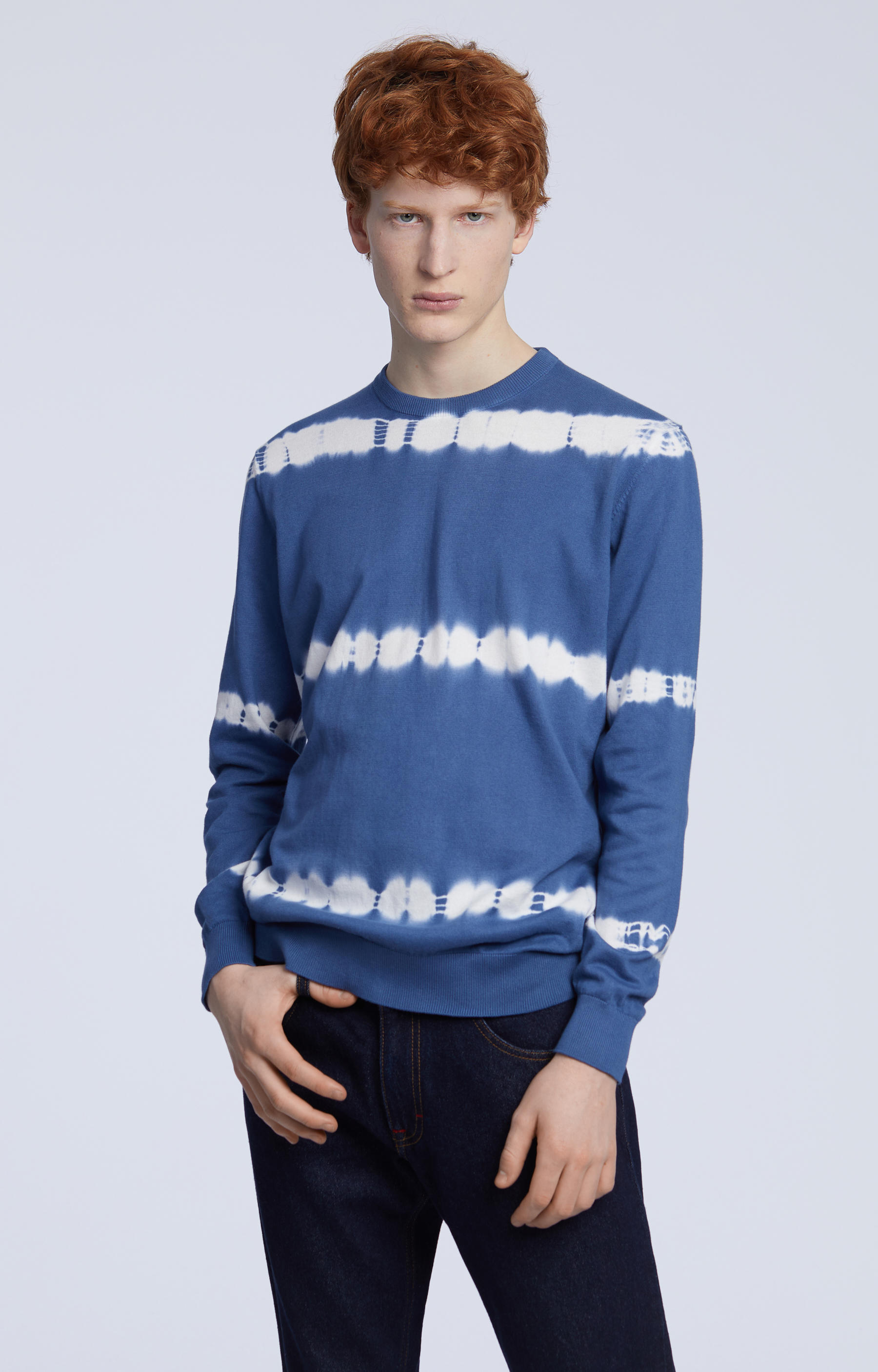 Bawełniany sweter typu round-neck, farbowany ręcznie - 3