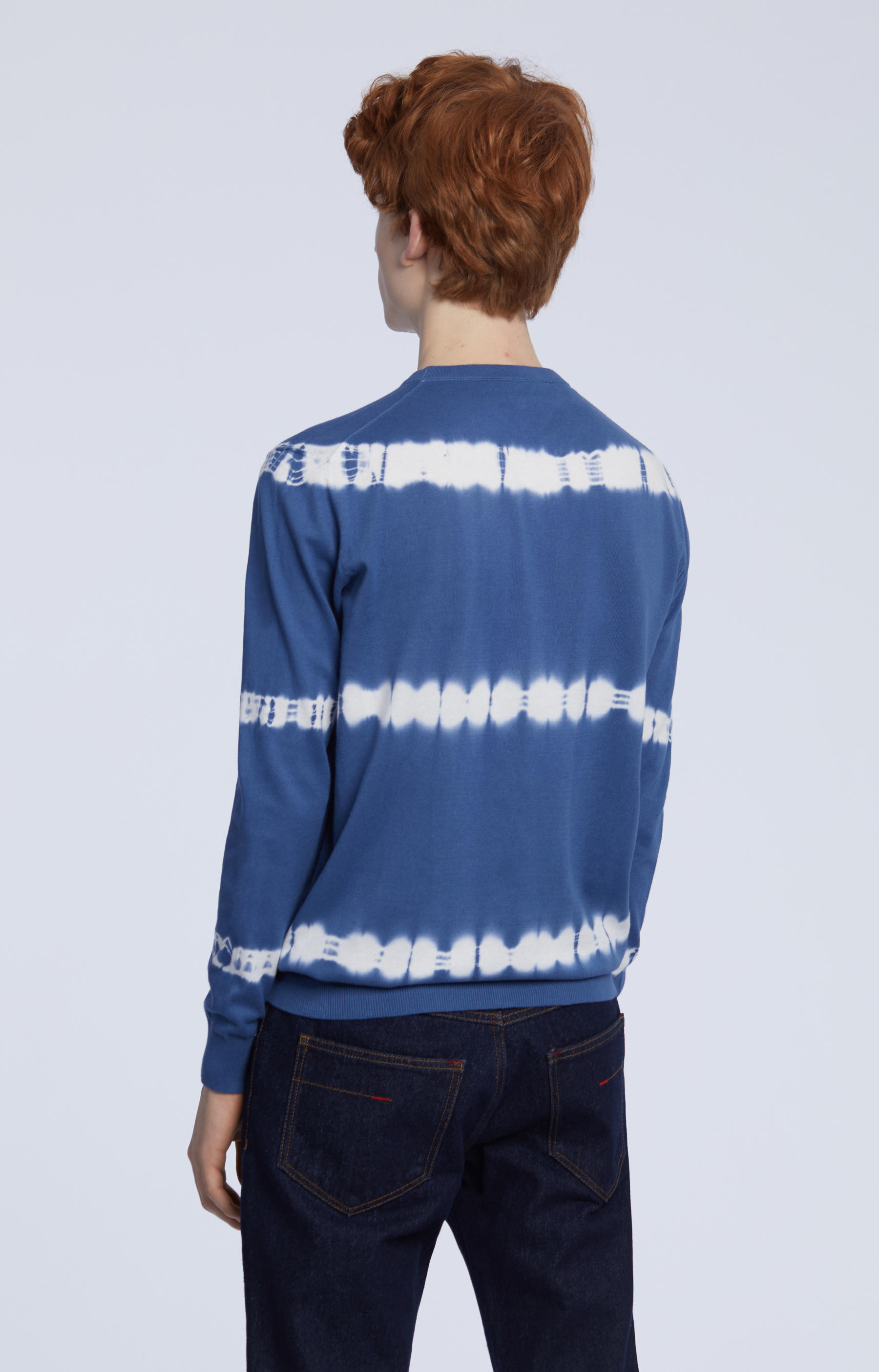 Bawełniany sweter typu round-neck, farbowany ręcznie - 4
