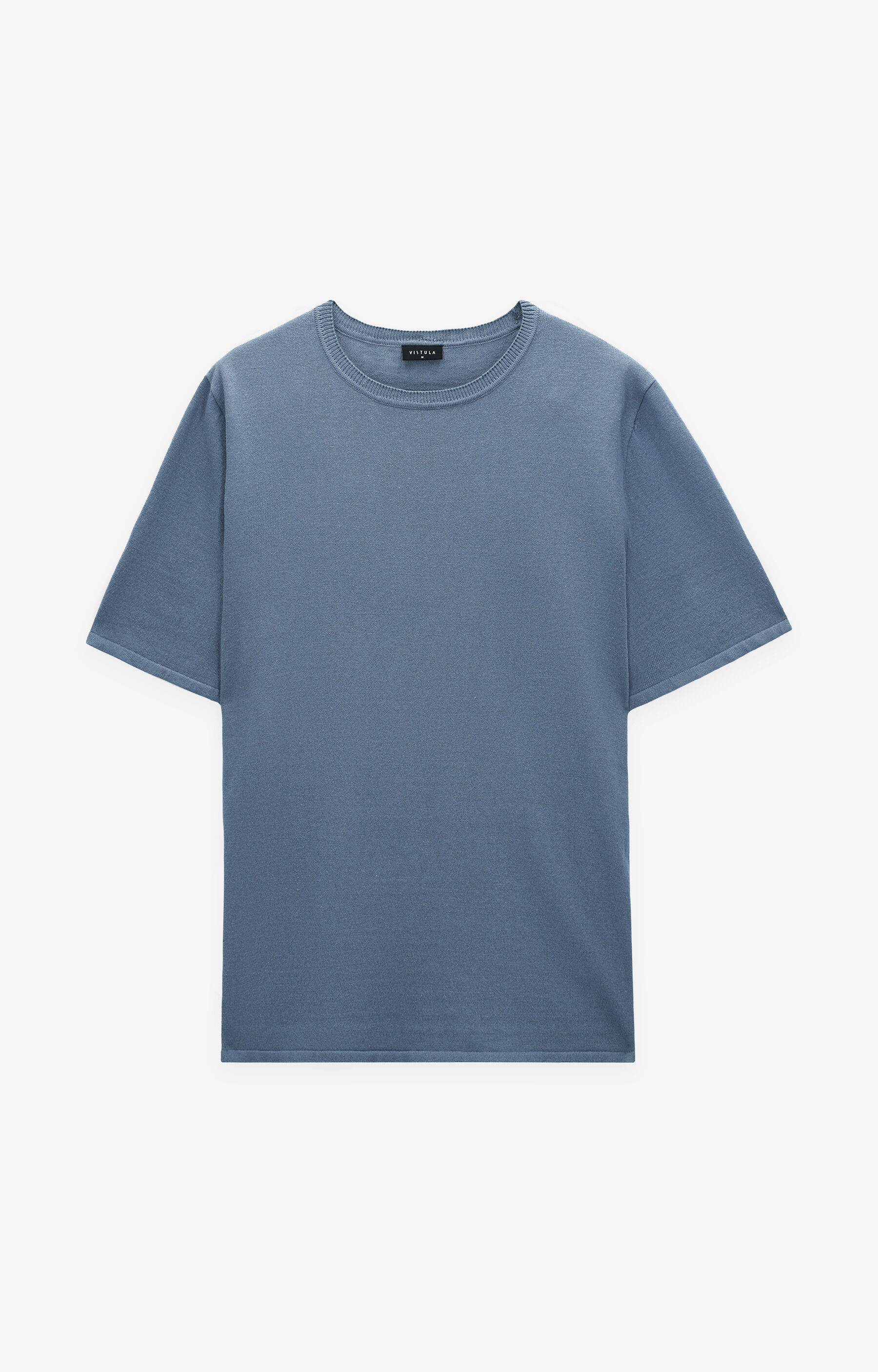 Niebieski t-shirt bawełniany z jedwabiem