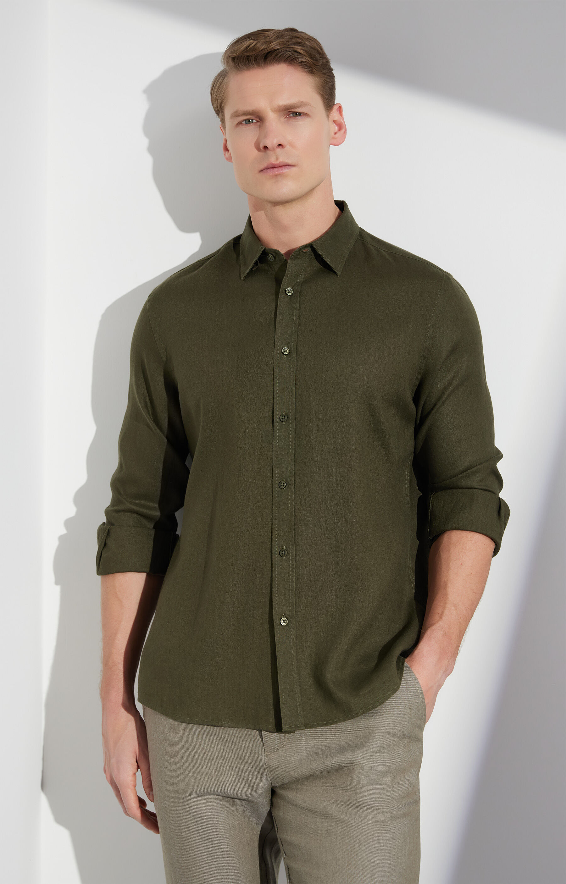 Lniana koszula regular - 7