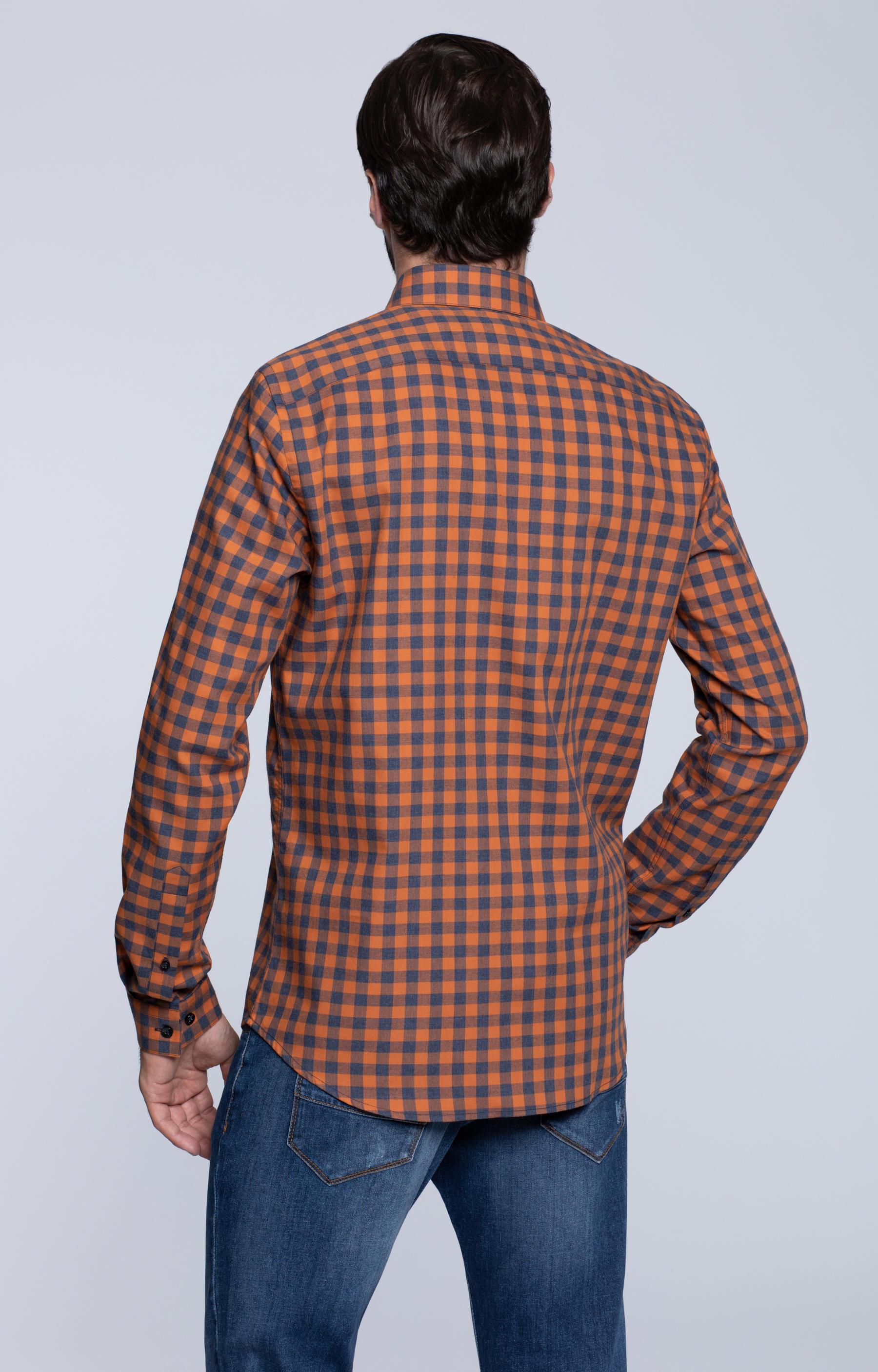 Dopasowana koszula w kratę, kołnierz kryte button-down - 3