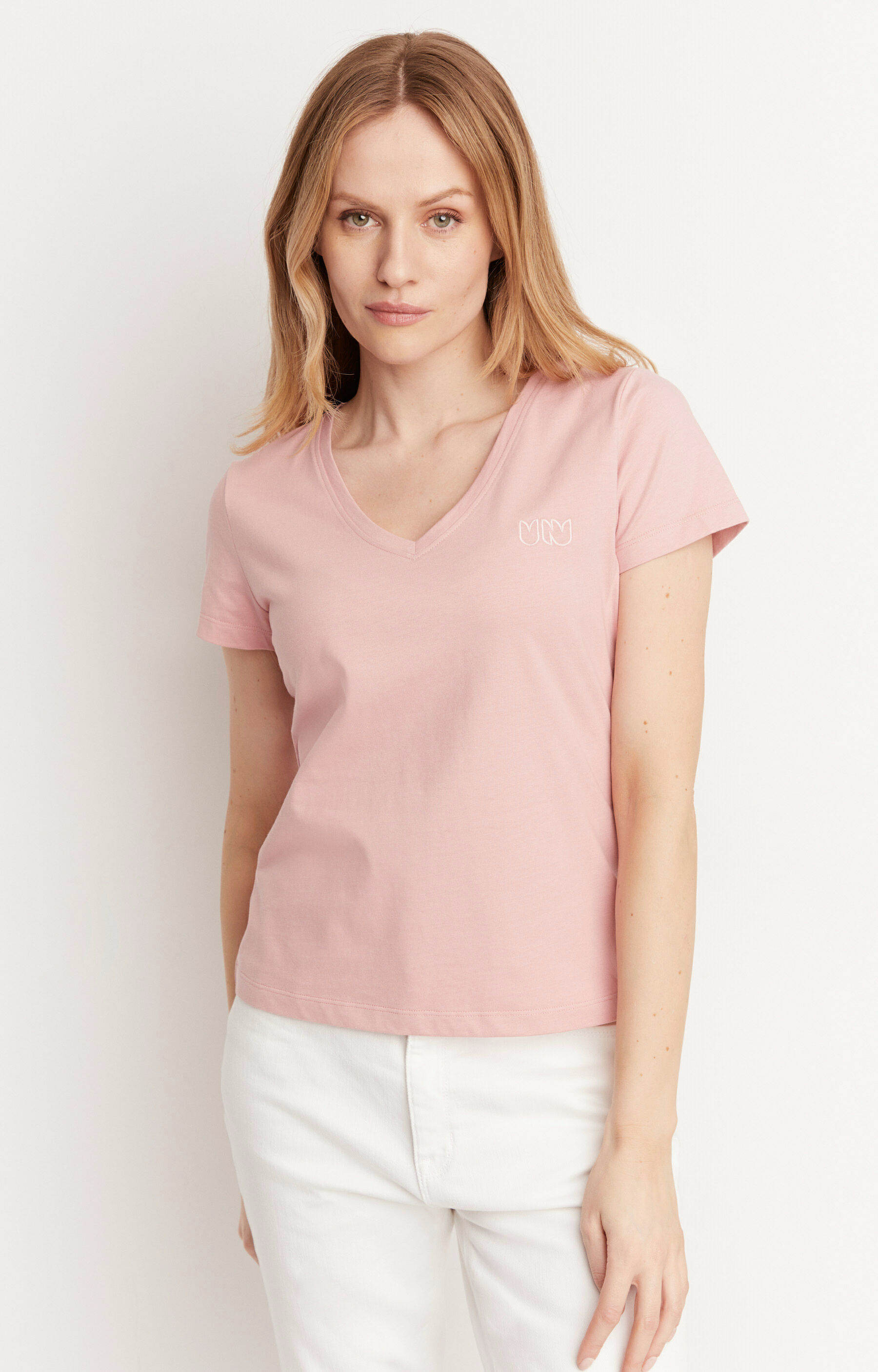 Bawełniany t-shirt typu v-neck - 2