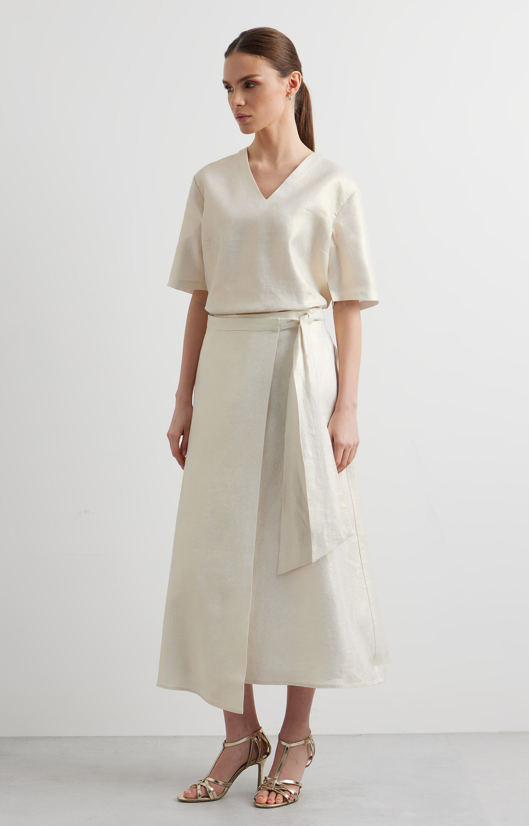 Lniana spódnica kopertowa - 2