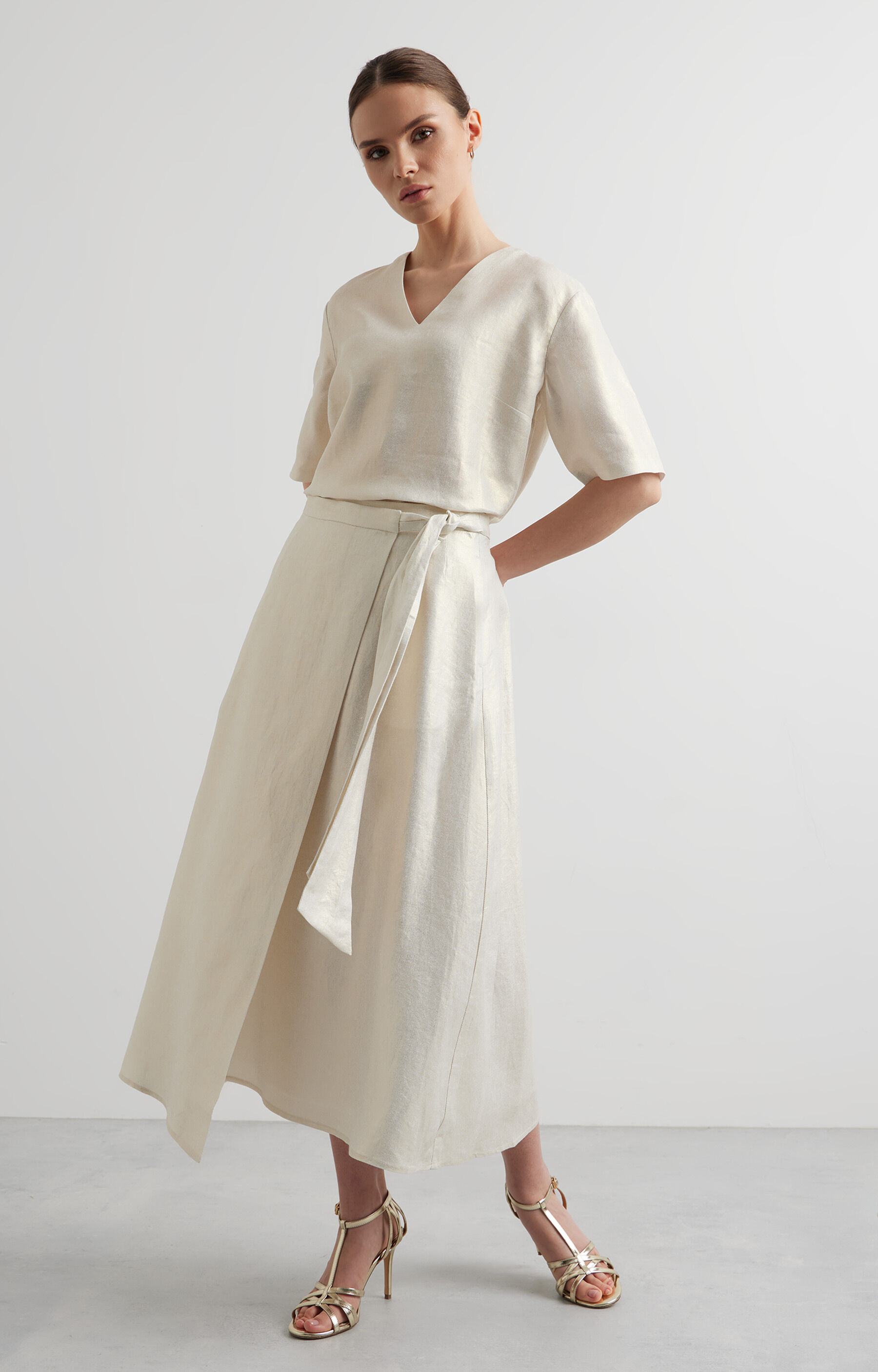 Lniana spódnica kopertowa