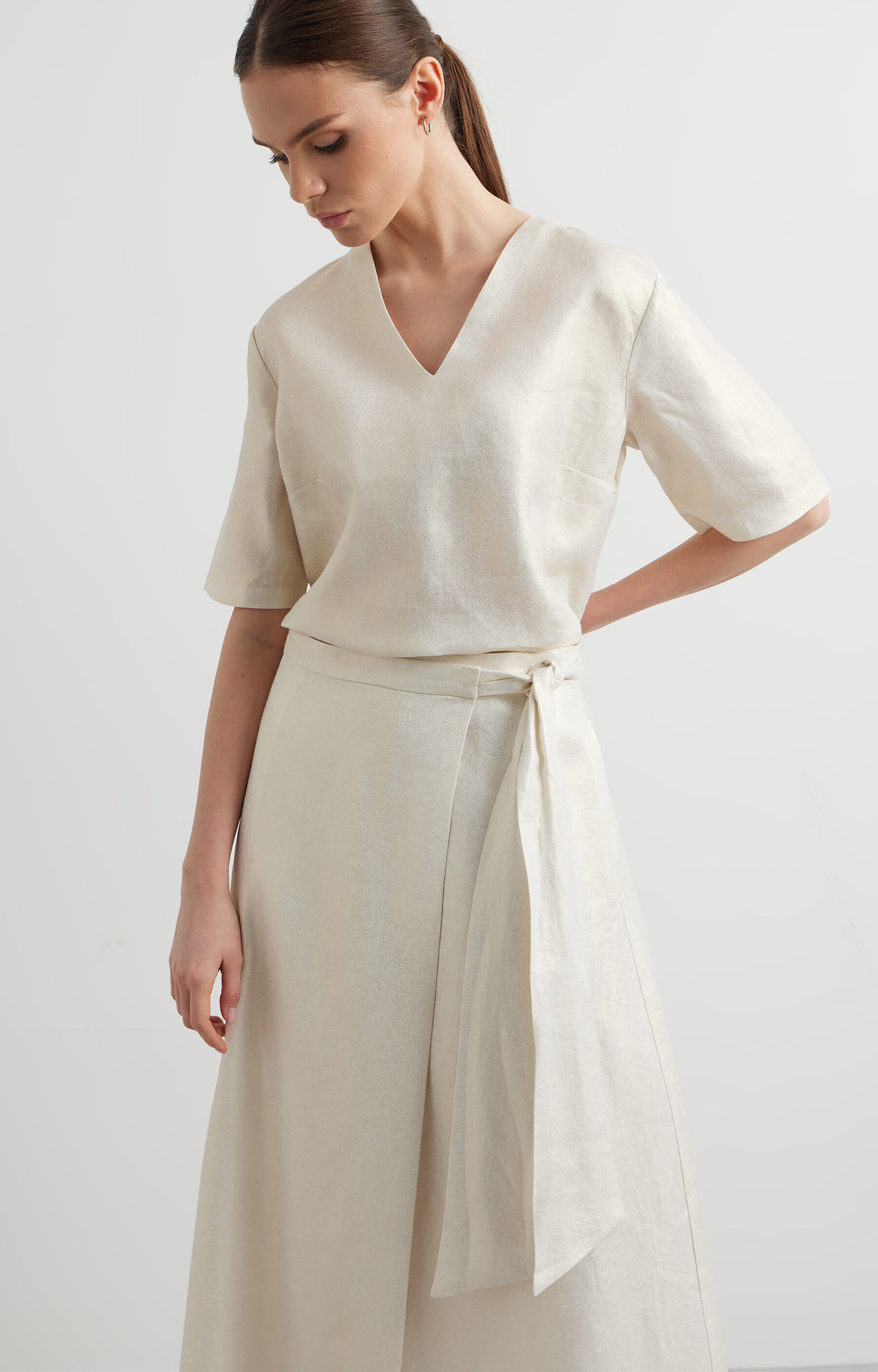 Lniana spódnica kopertowa - 5