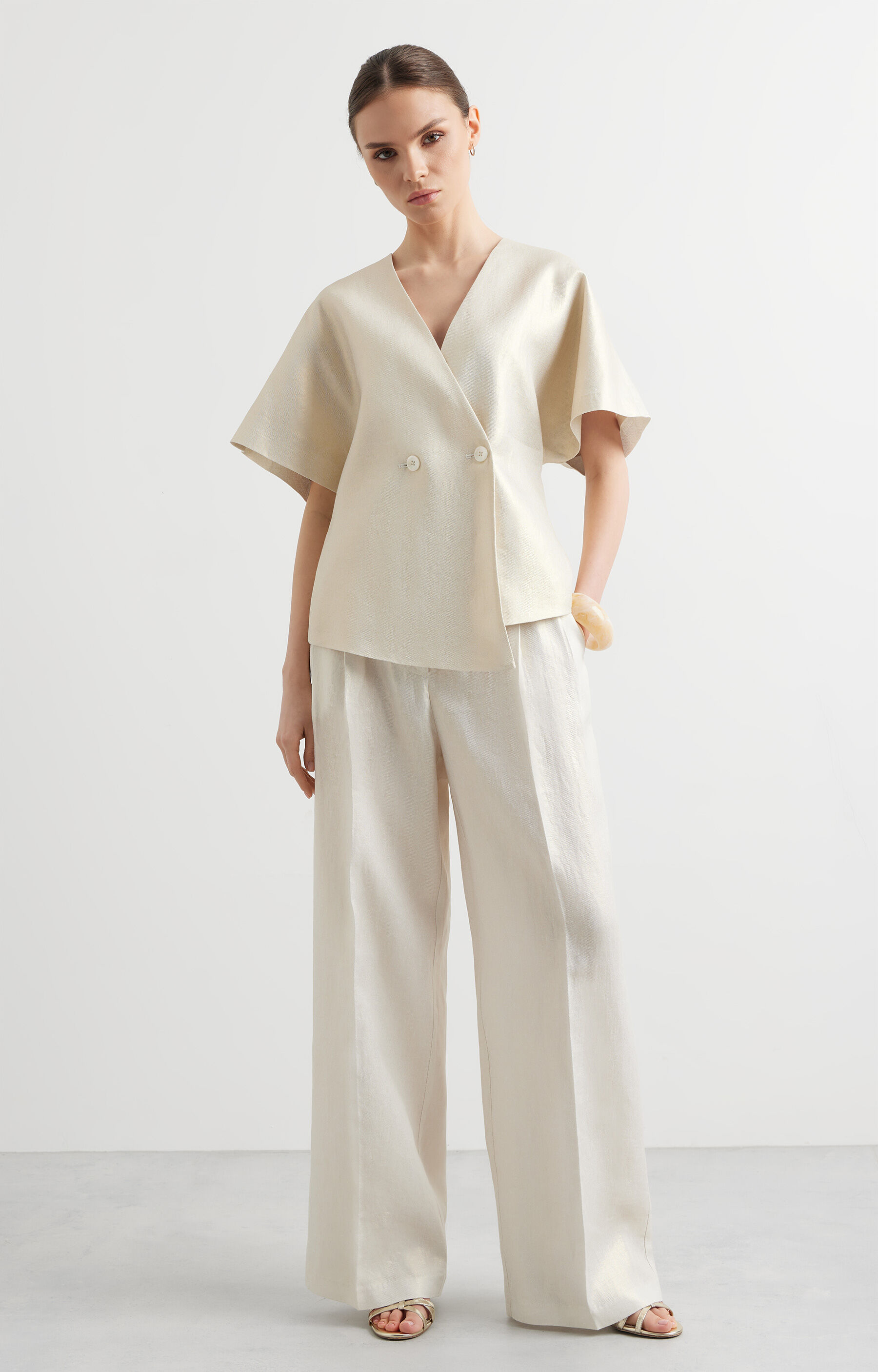 Lniane spodnie regular