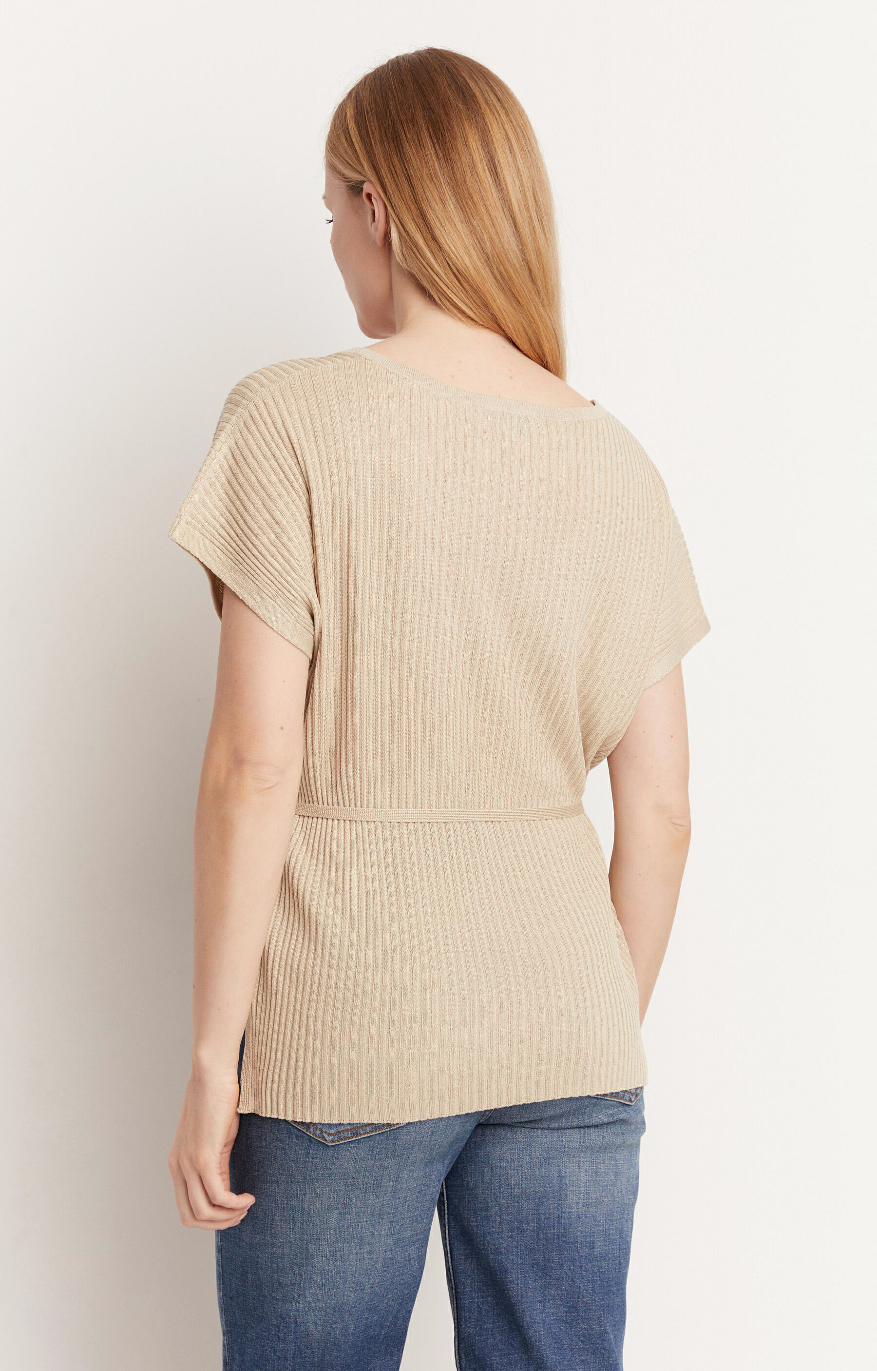 Sweter z prążkowanej dzianiny - 3