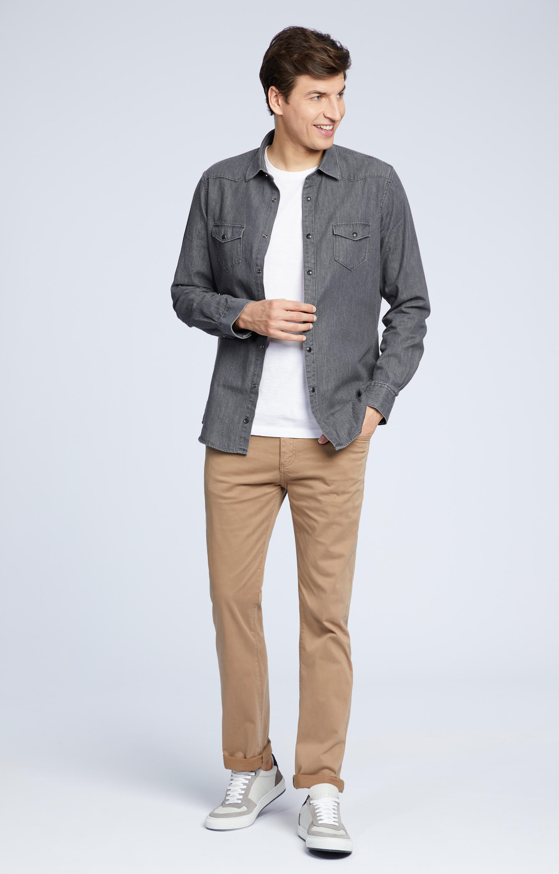 Denimowa koszula z włoskim kołnierzem