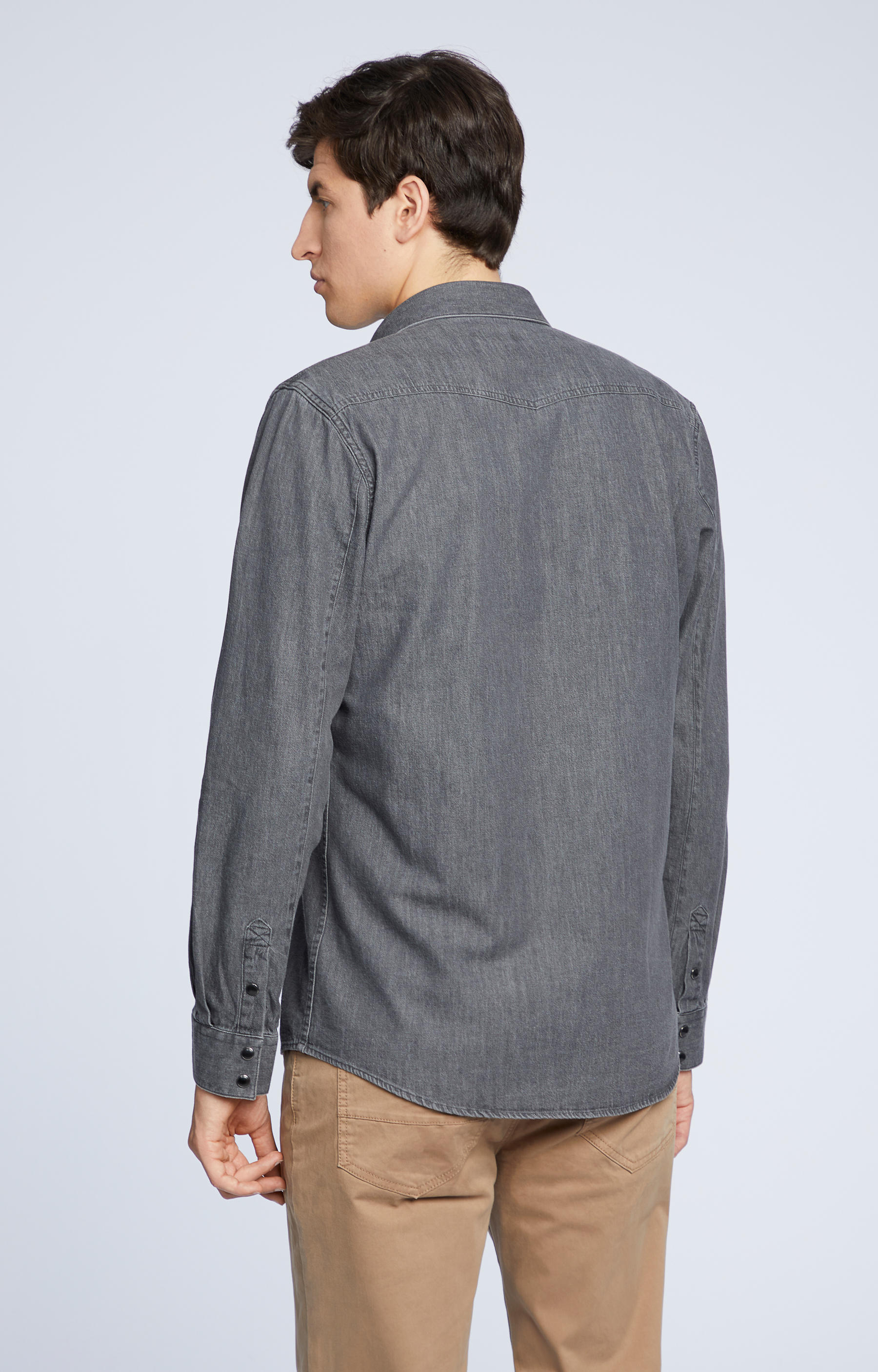 Denimowa koszula z włoskim kołnierzem - 3