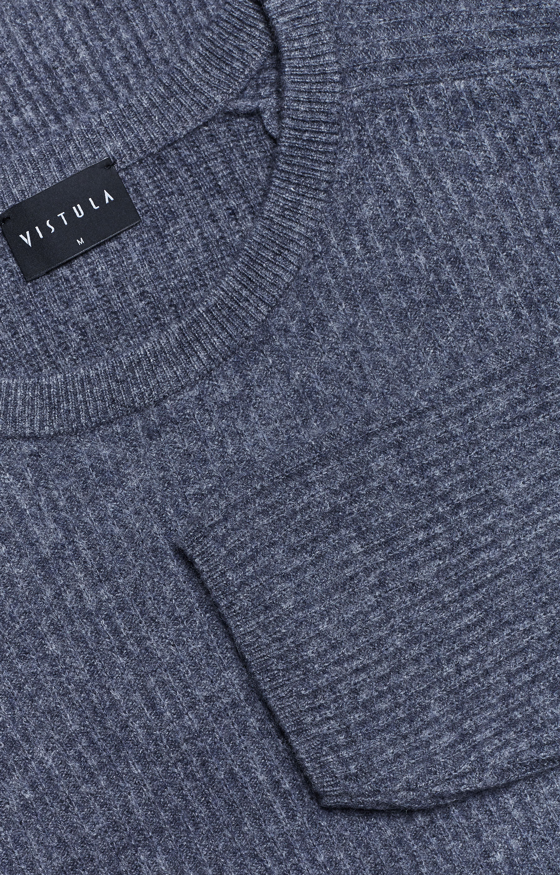 Wełniany sweter round-neck w prążek - 6